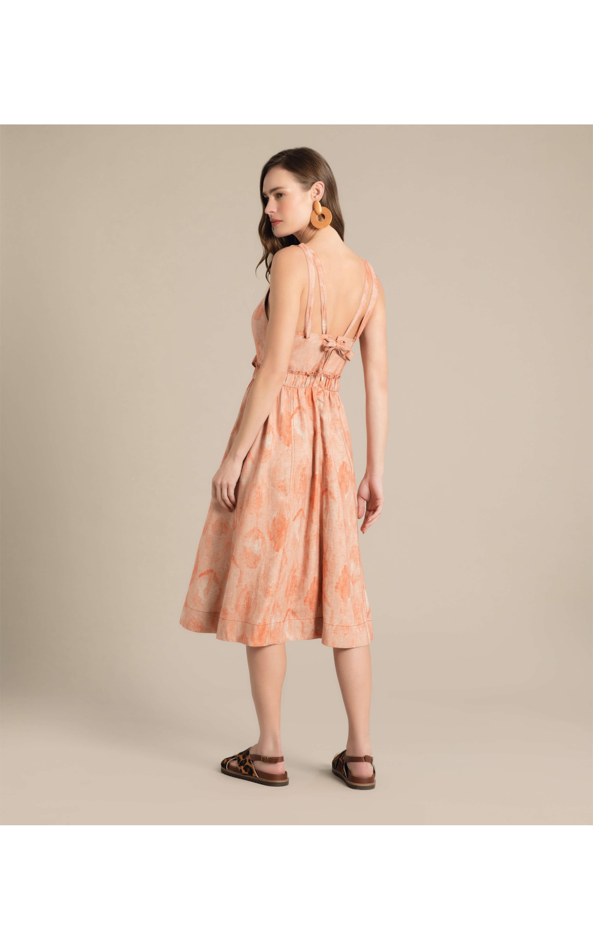 Vestido Linho  Maju  Est Fruit Frais Coral