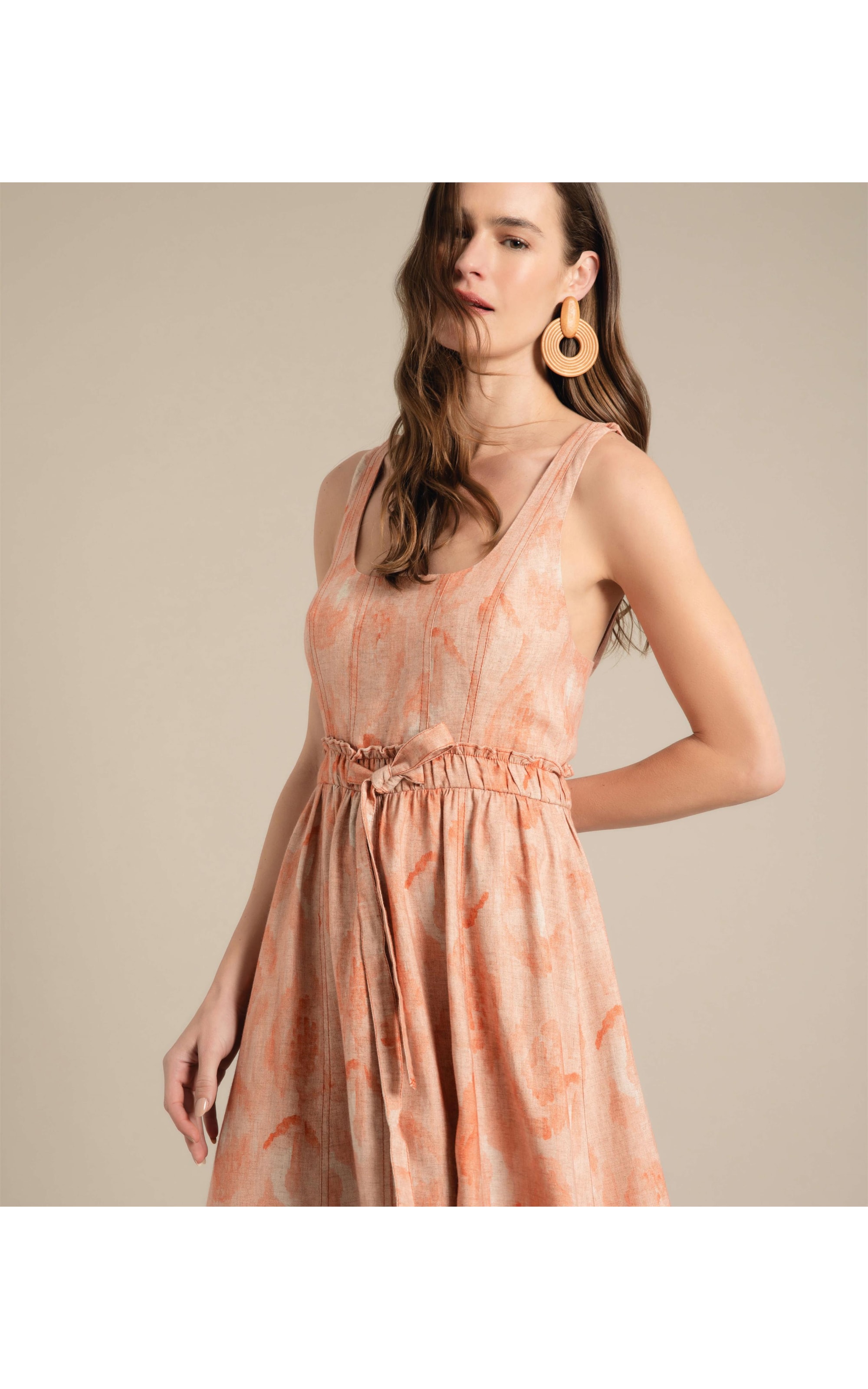 Vestido Linho  Maju  Est Fruit Frais Coral