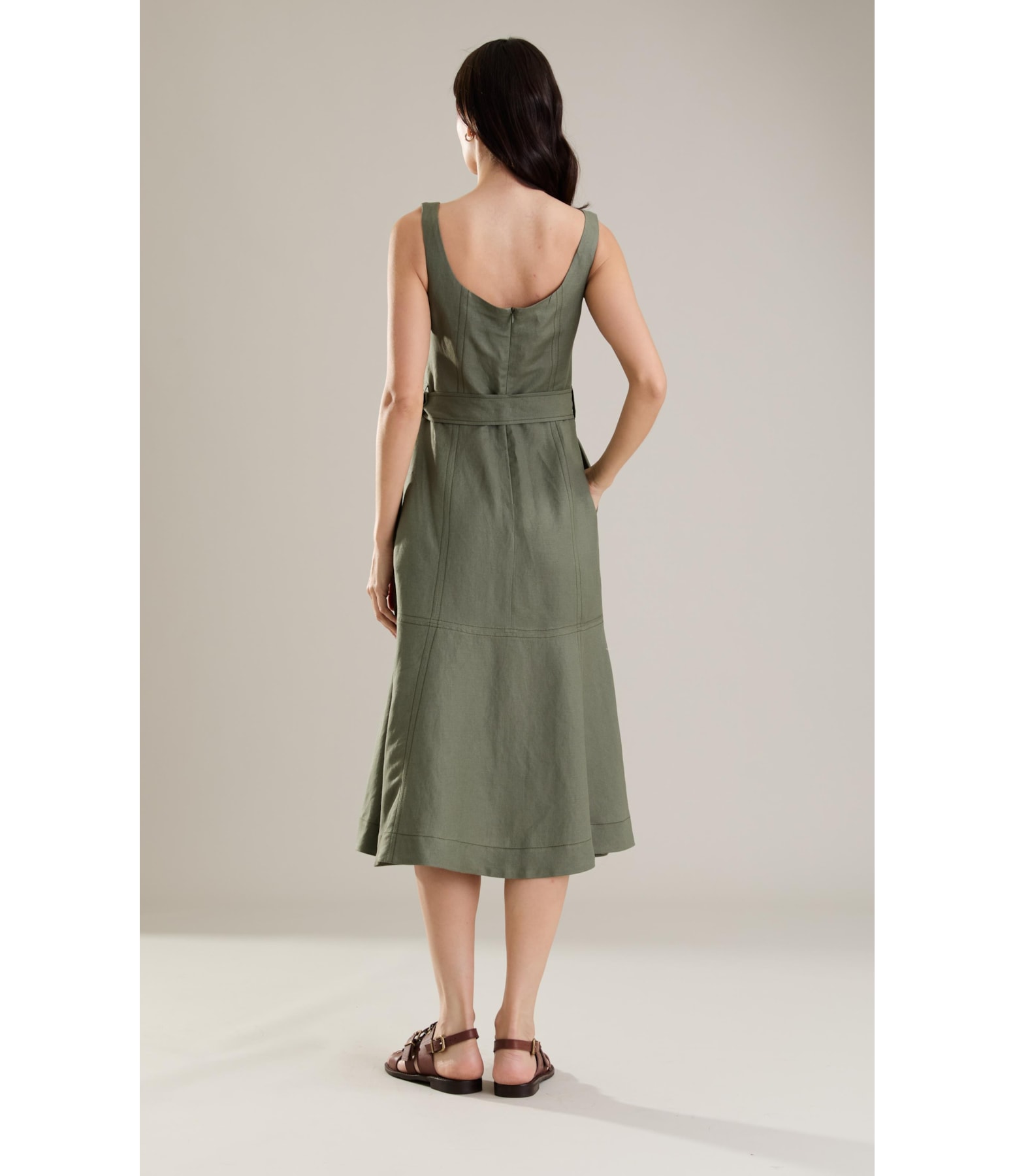 Vestido Linho  Maya Verde Militar