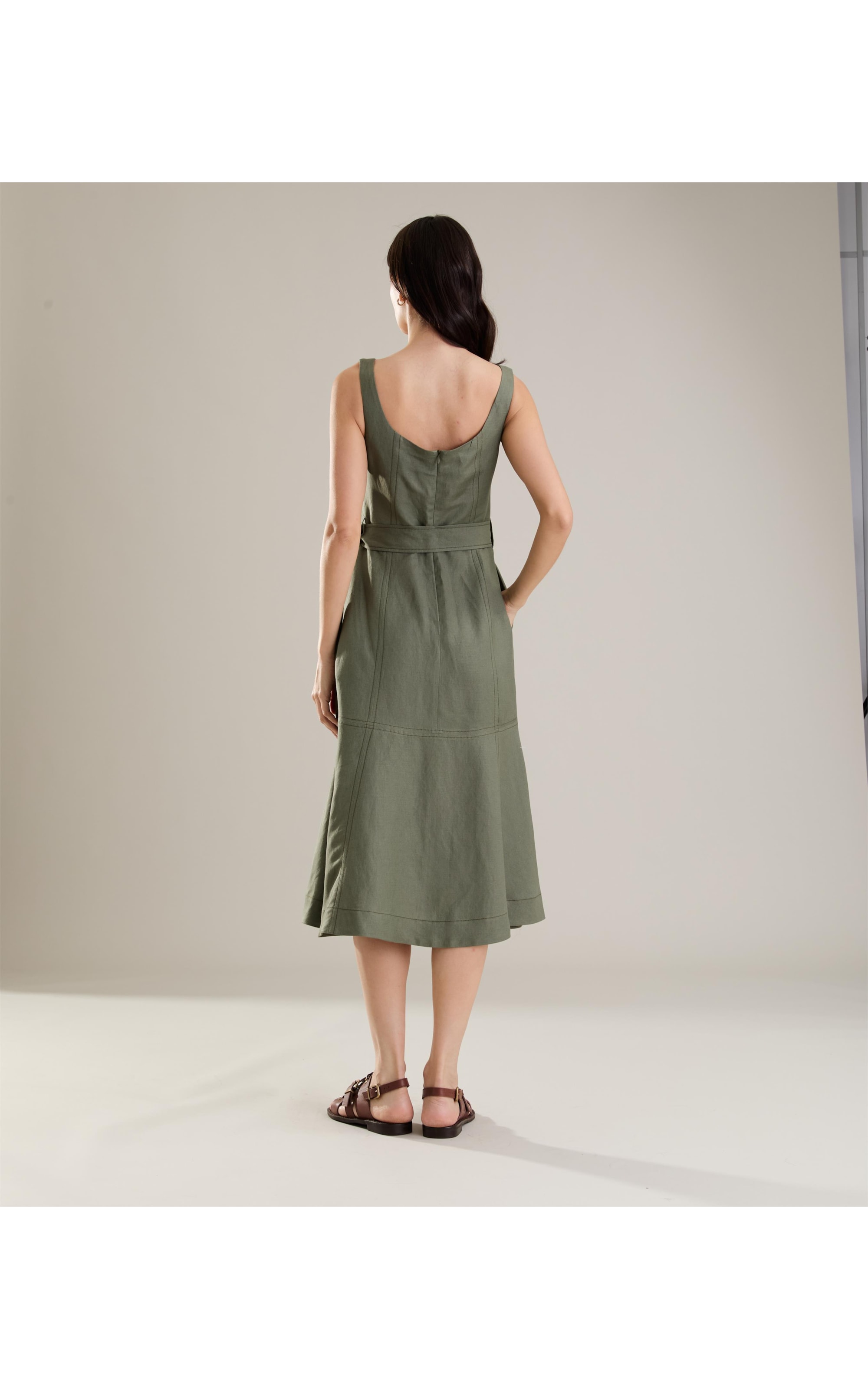 Vestido Linho  Maya Verde Militar