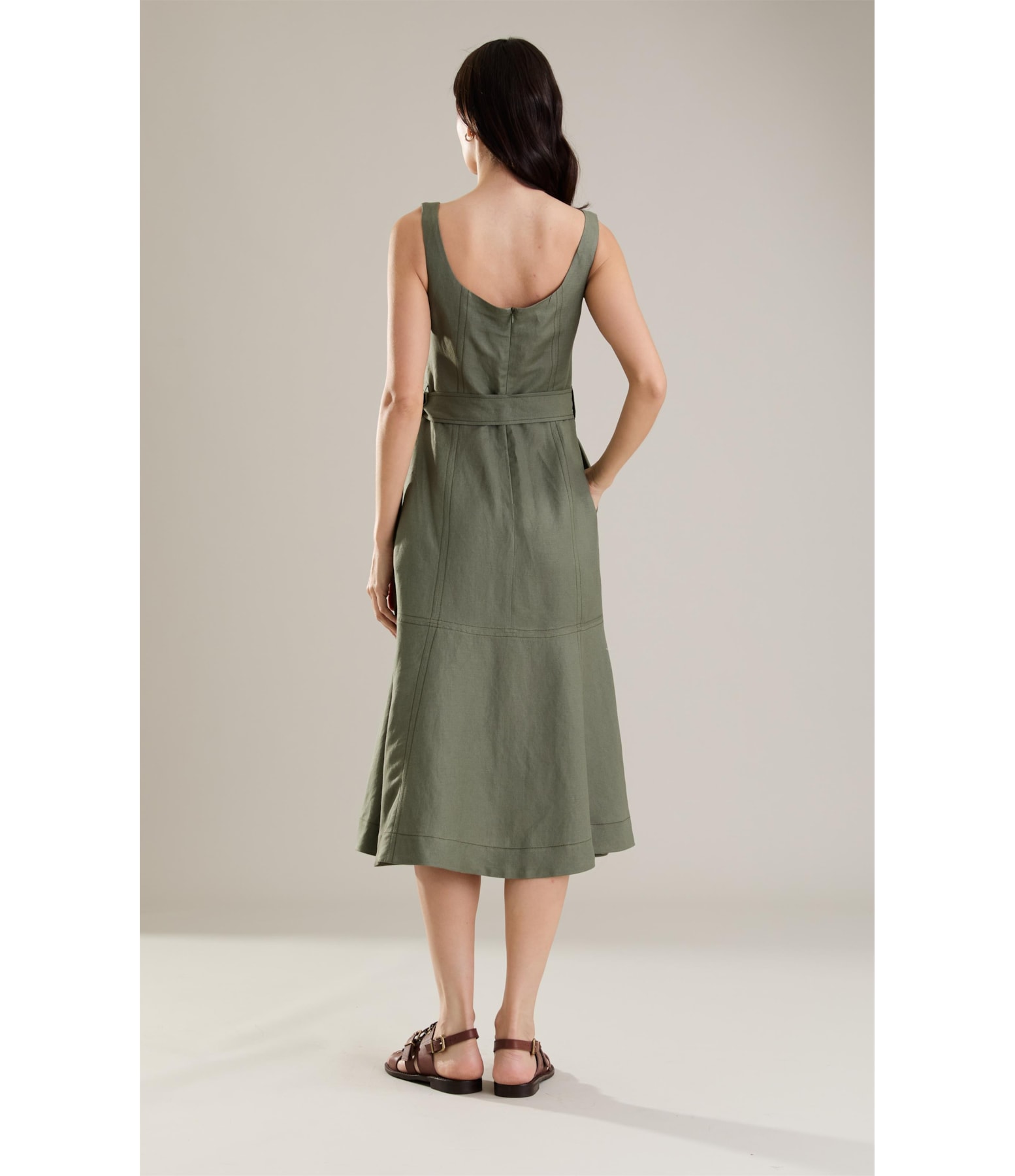 Vestido Linho  Maya Verde Militar