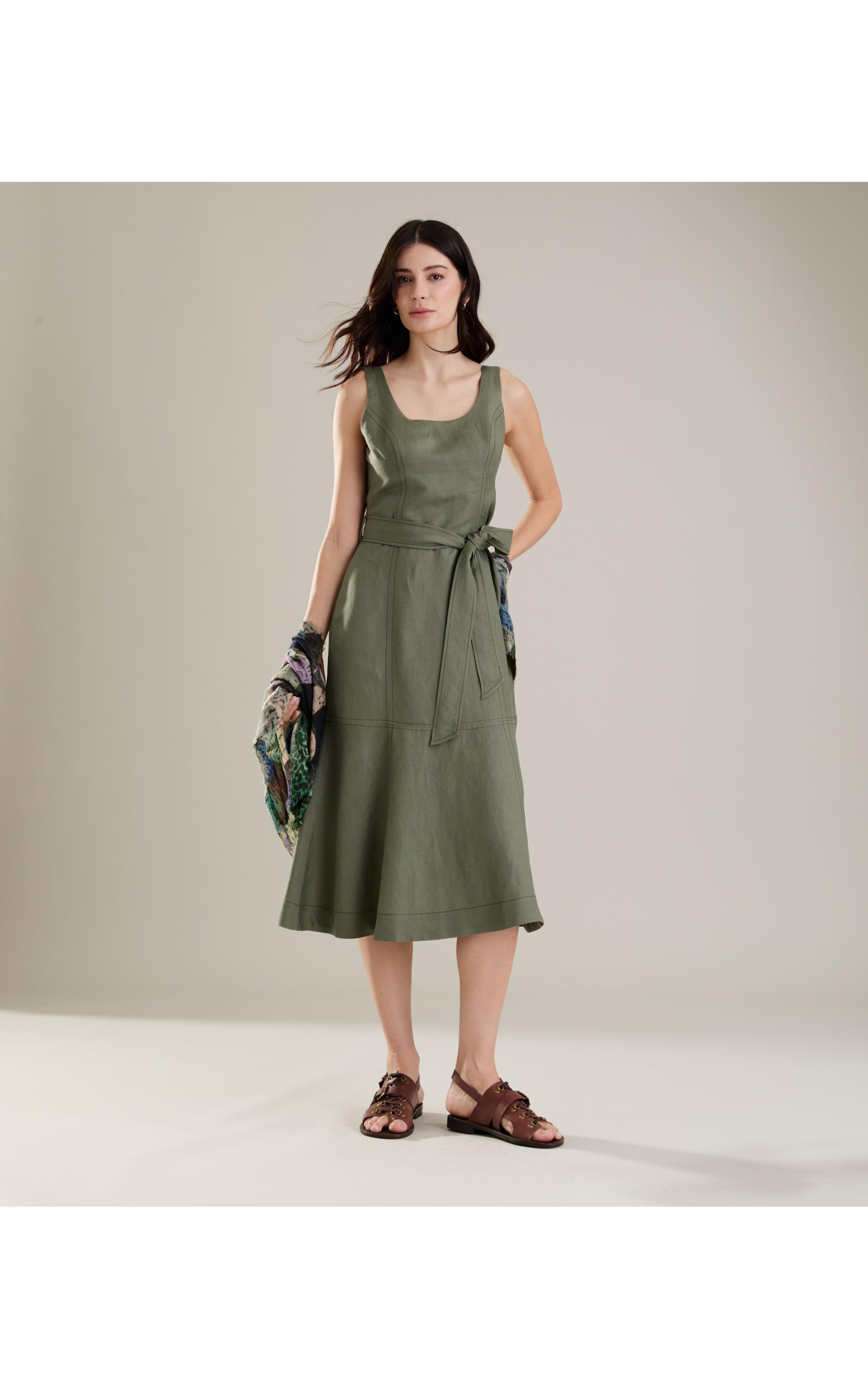 Vestido Linho  Maya Verde Militar
