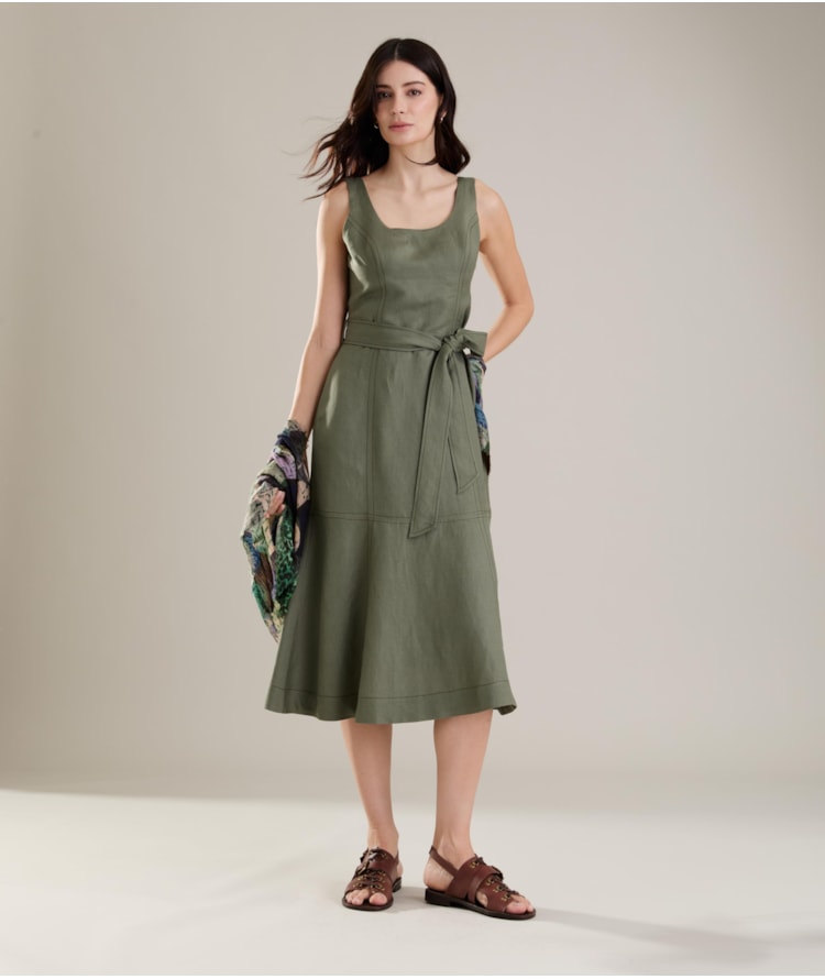 Vestido Linho  Maya Verde Militar