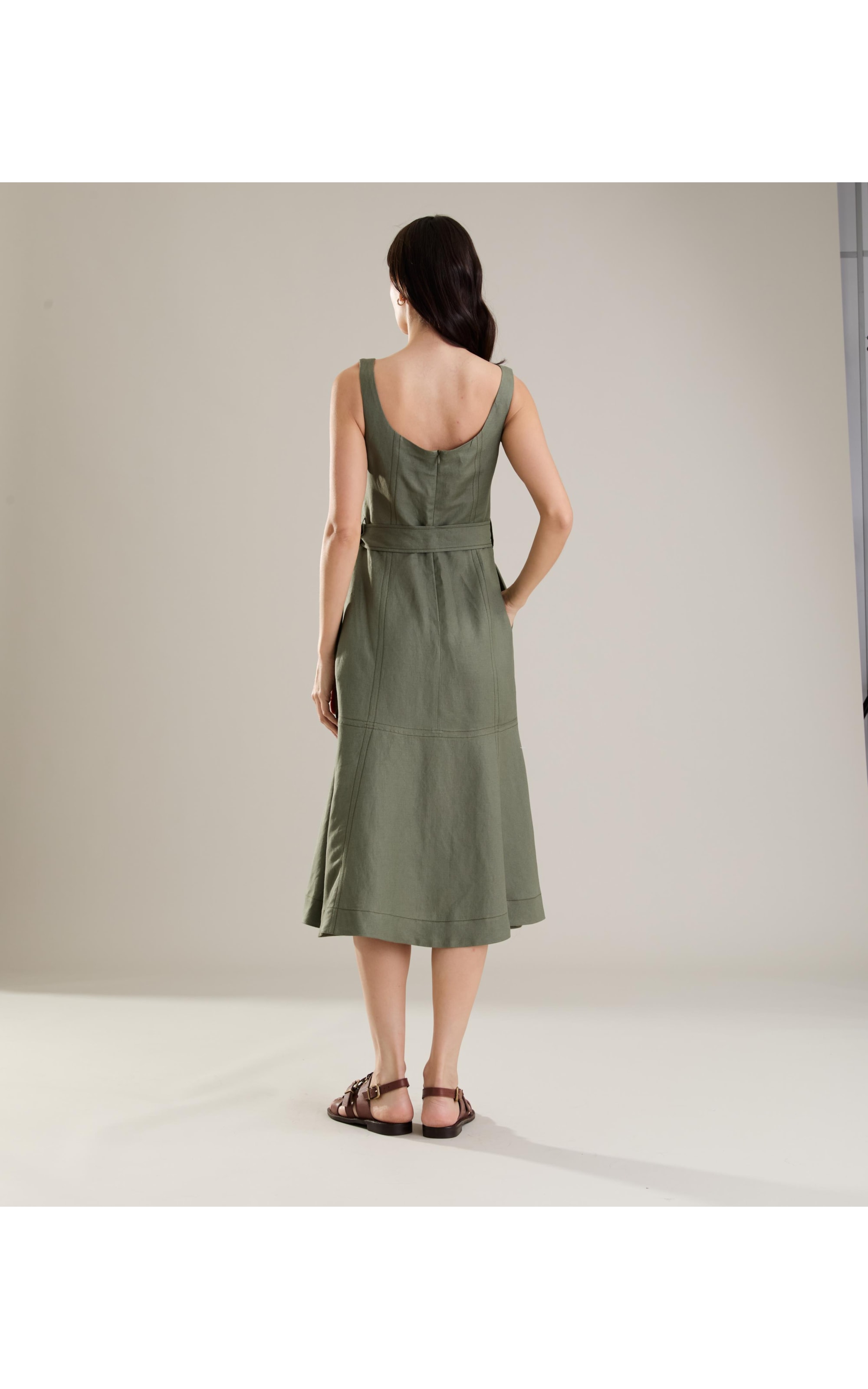 Vestido Linho  Maya Verde Militar