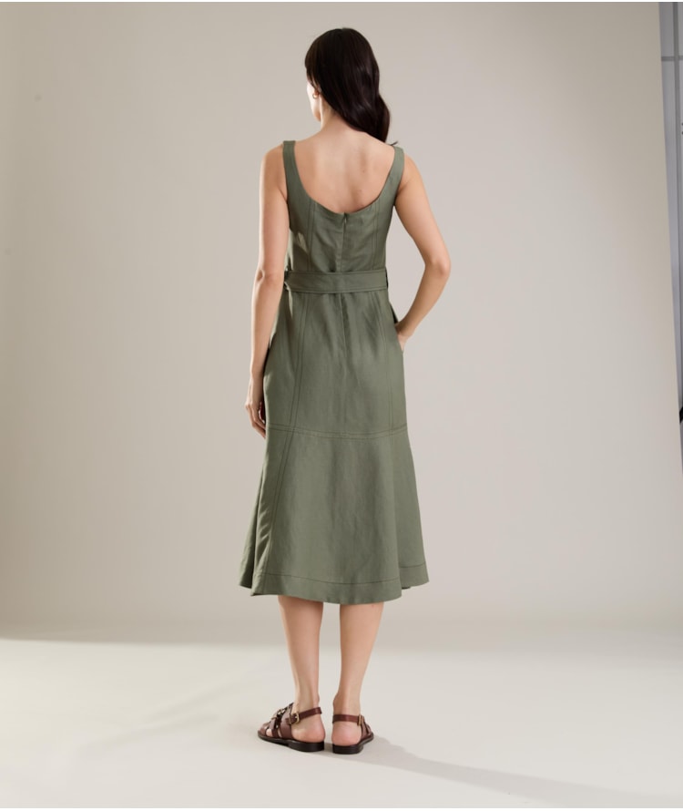 Vestido Linho  Maya Verde Militar