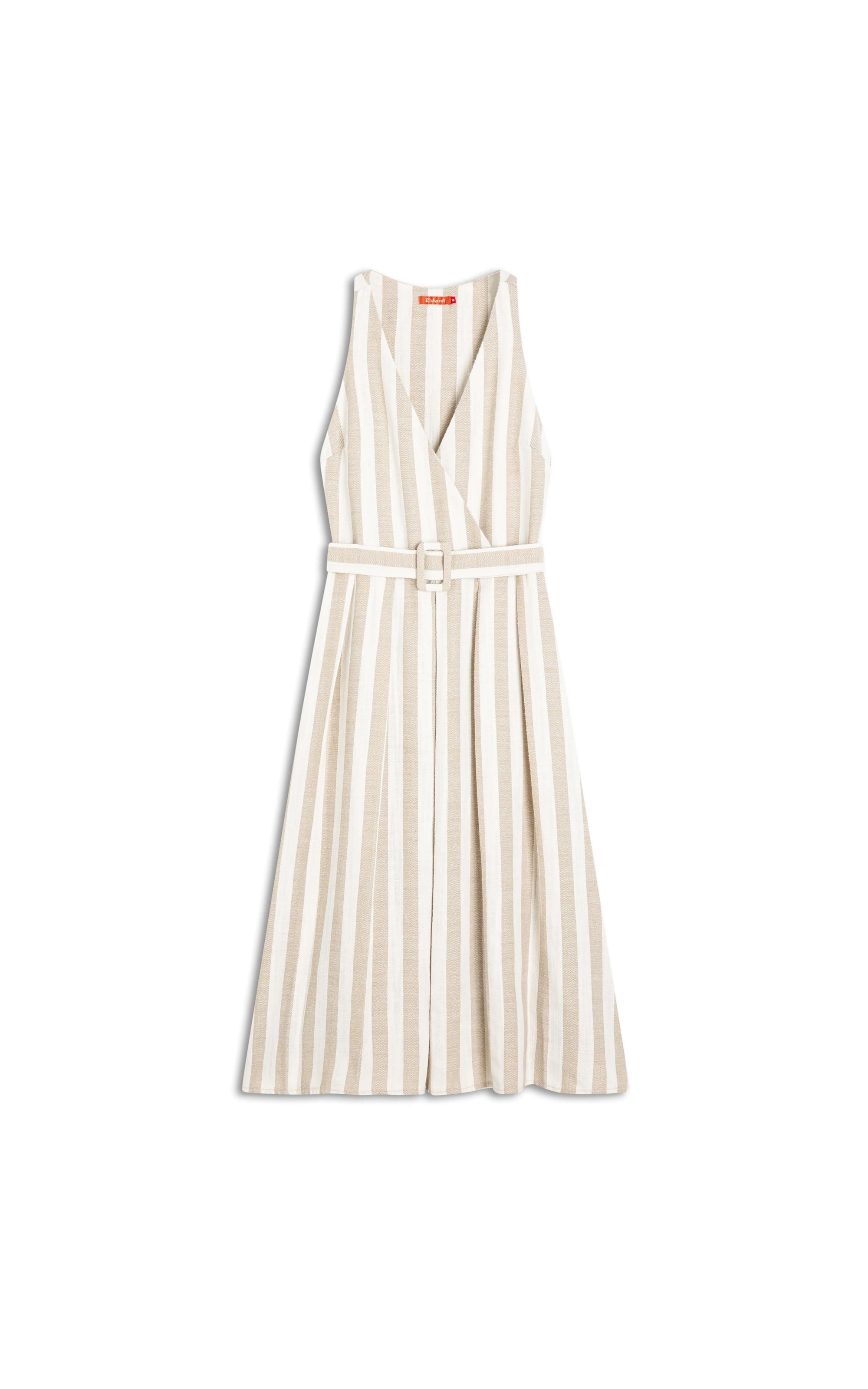 Vestido Linho  Mei  Ft Listrado Areia