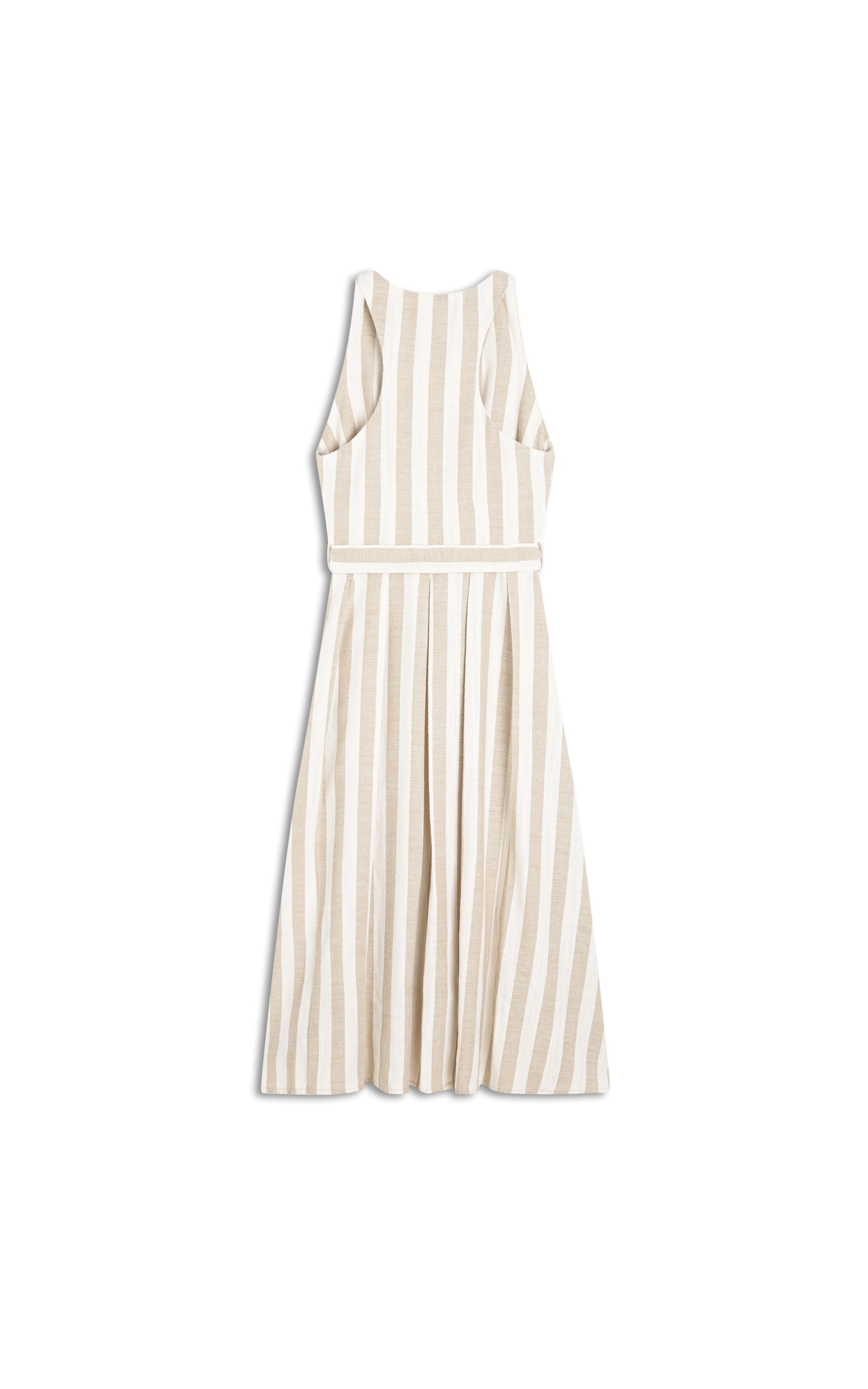 Vestido Linho  Mei  Ft Listrado Areia