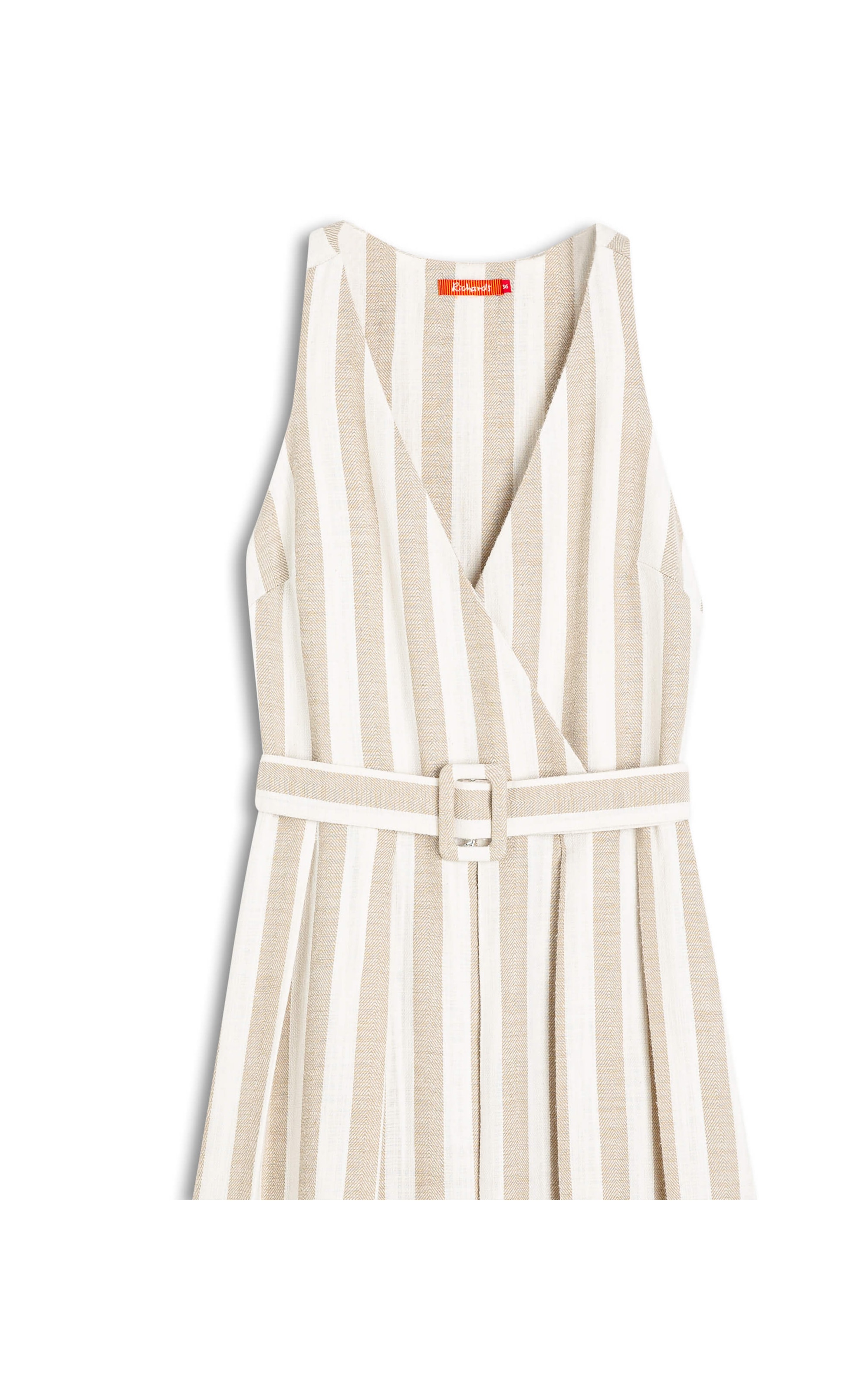 Vestido Linho  Mei  Ft Listrado Areia