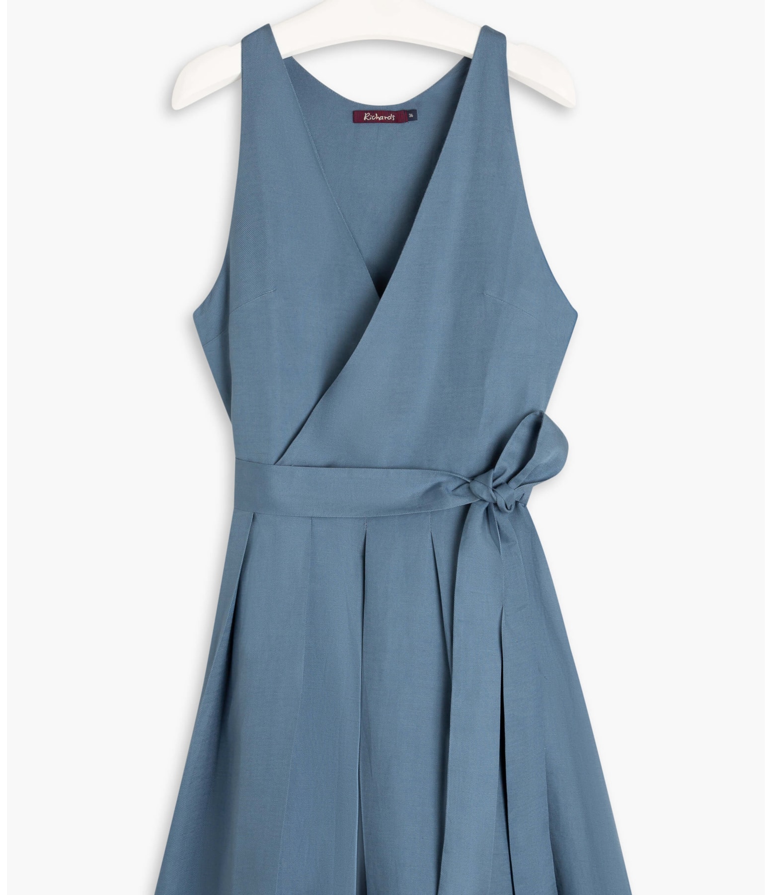   Vestido Linho  Mei  Liso Azul Seco