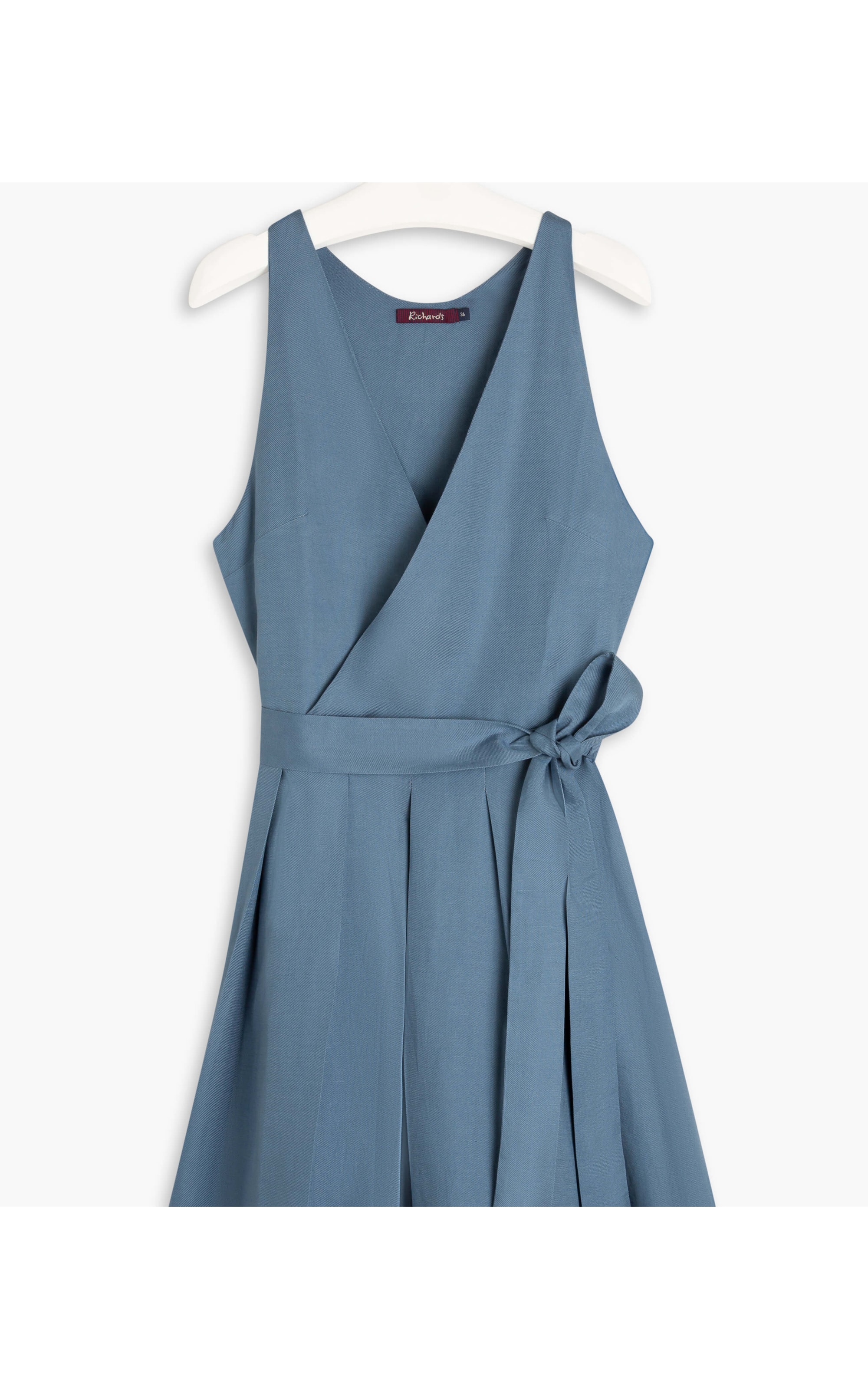   Vestido Linho  Mei  Liso Azul Seco