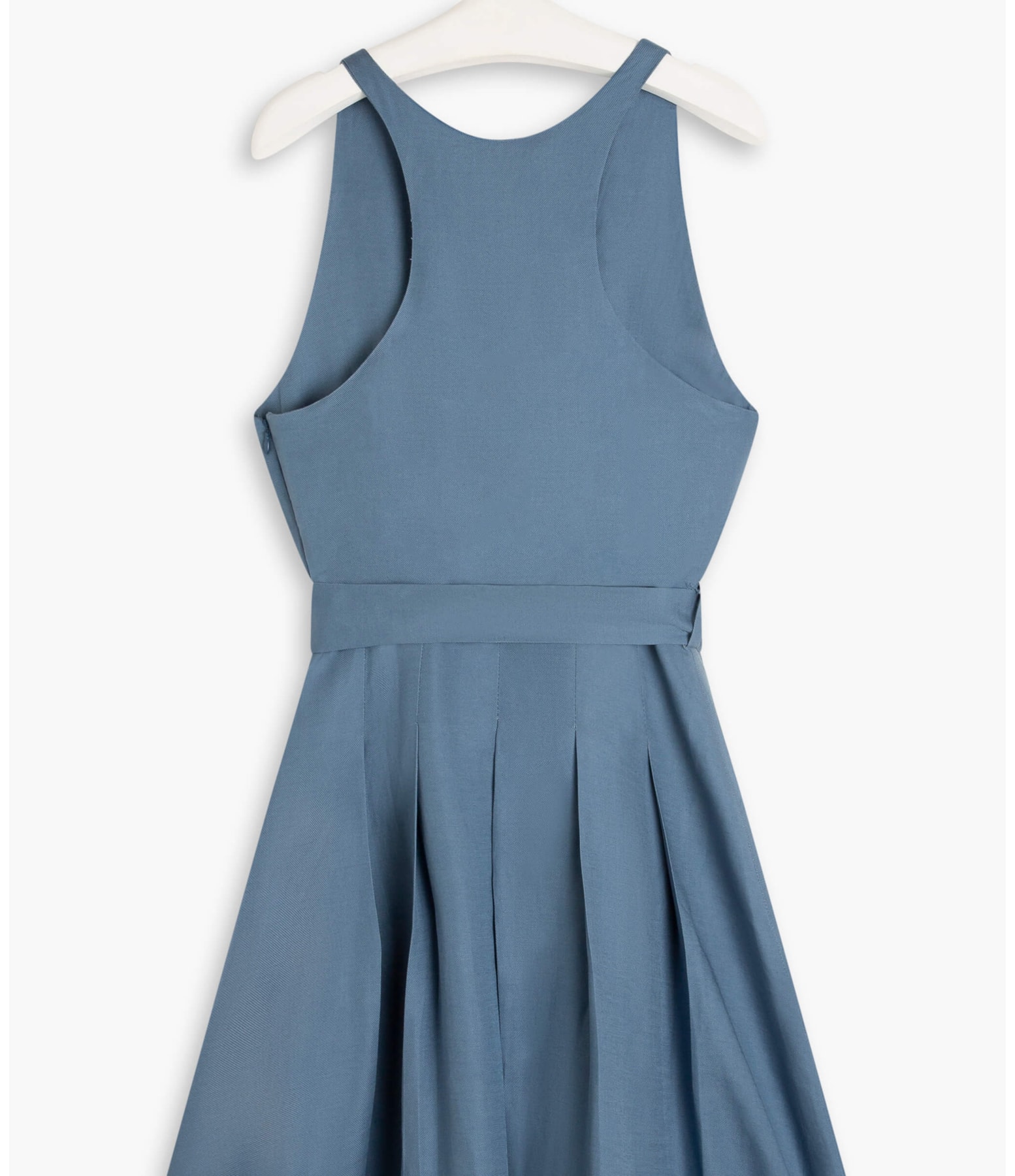   Vestido Linho  Mei  Liso Azul Seco