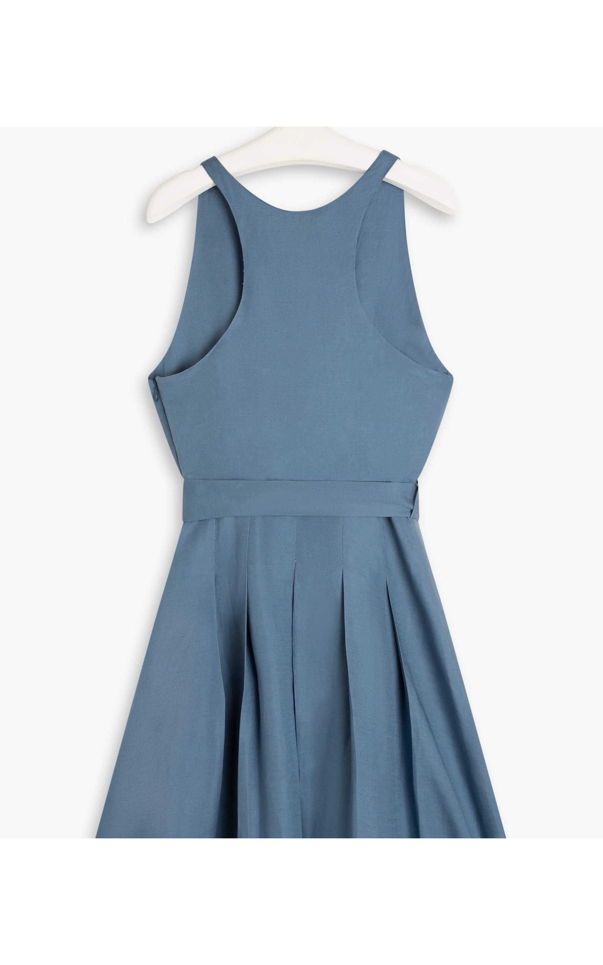   Vestido Linho  Mei  Liso Azul Seco