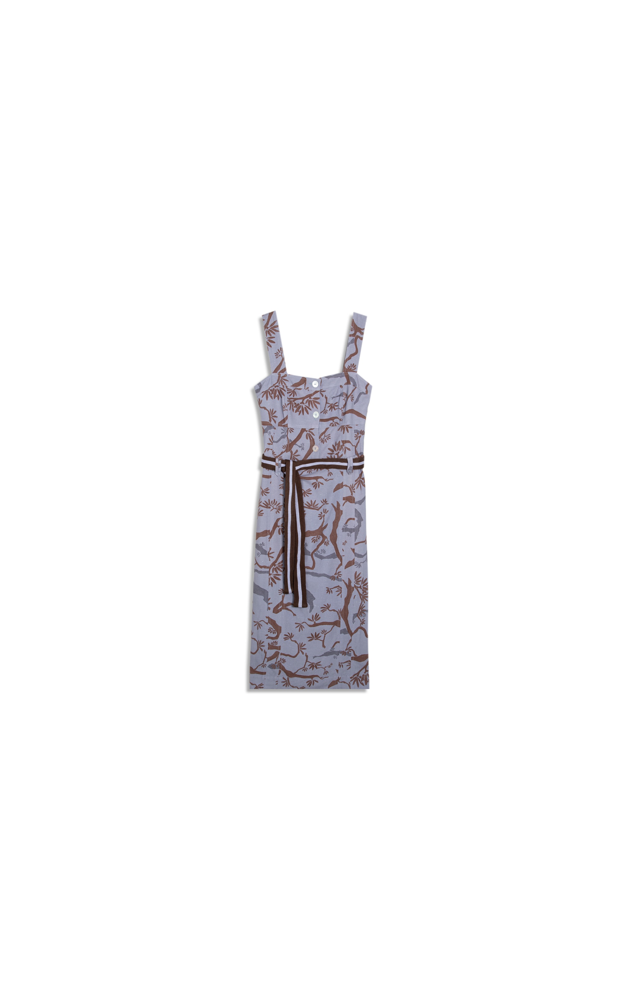 Vestido Linho  Mize  Liso Est.Tree Azul Pervante