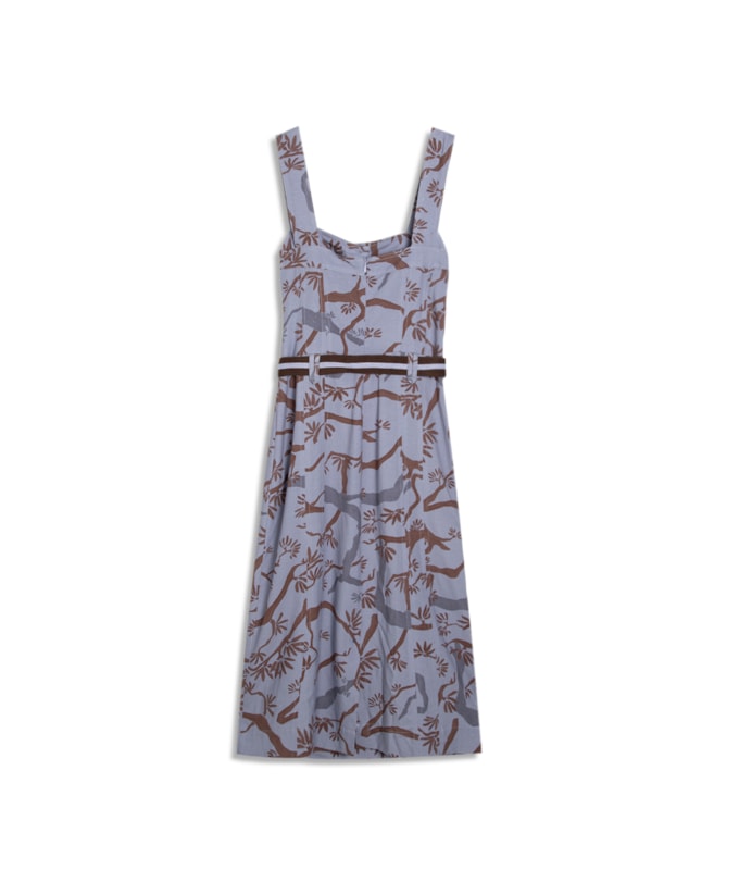 Vestido Linho  Mize  Liso Est.Tree Azul Pervante