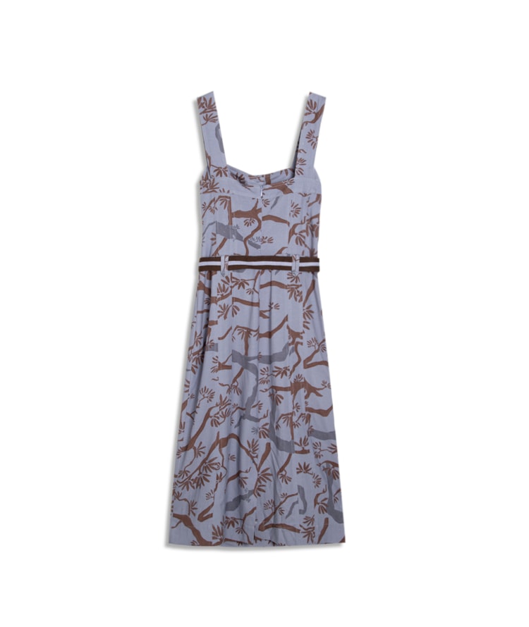 Vestido Linho  Mize  Liso Est.Tree Azul Pervante
