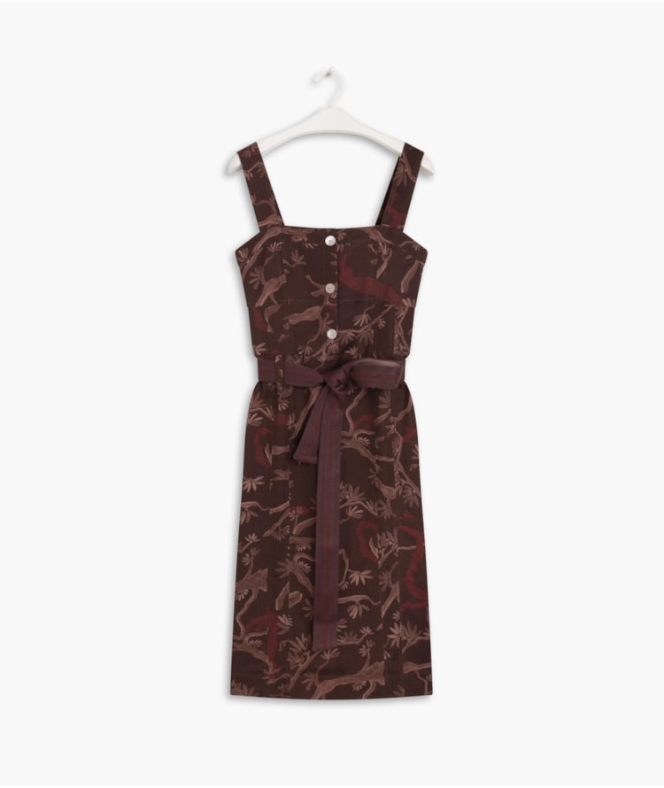 Vestido Linho  Mize  Liso Est.Tree Bordeaux