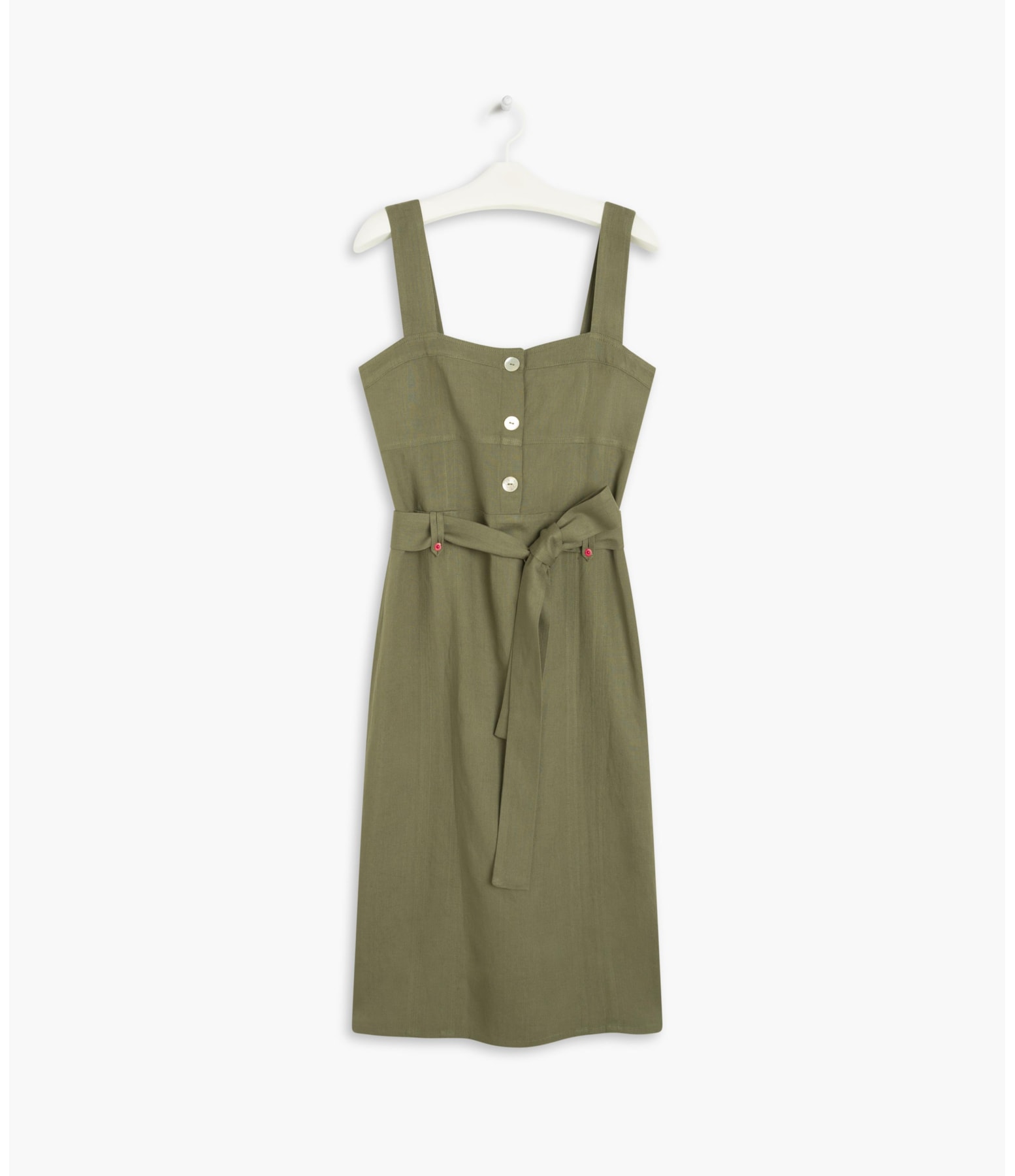 Vestido Linho  Mize  Liso Verde Militar