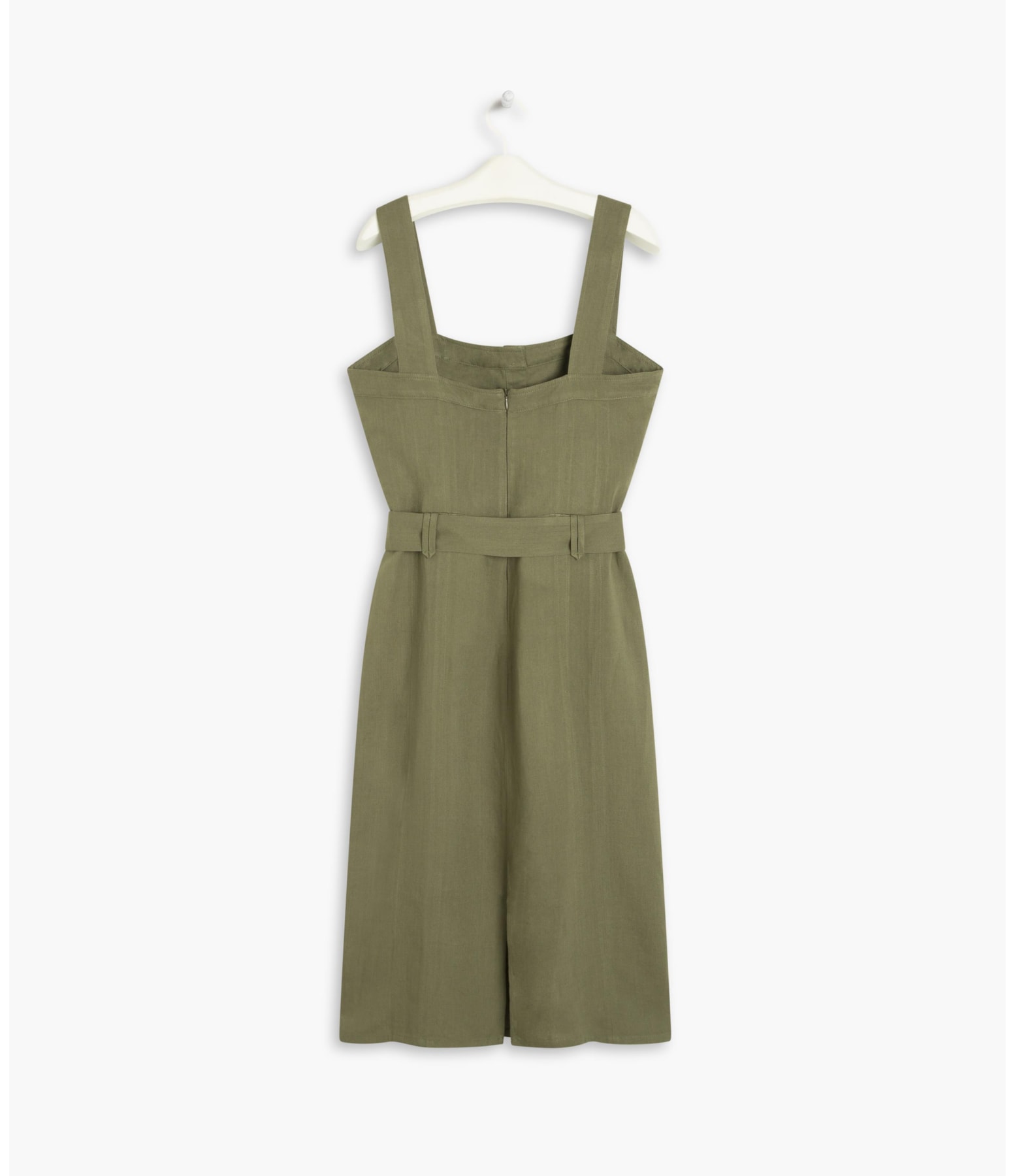 Vestido Linho  Mize  Liso Verde Militar