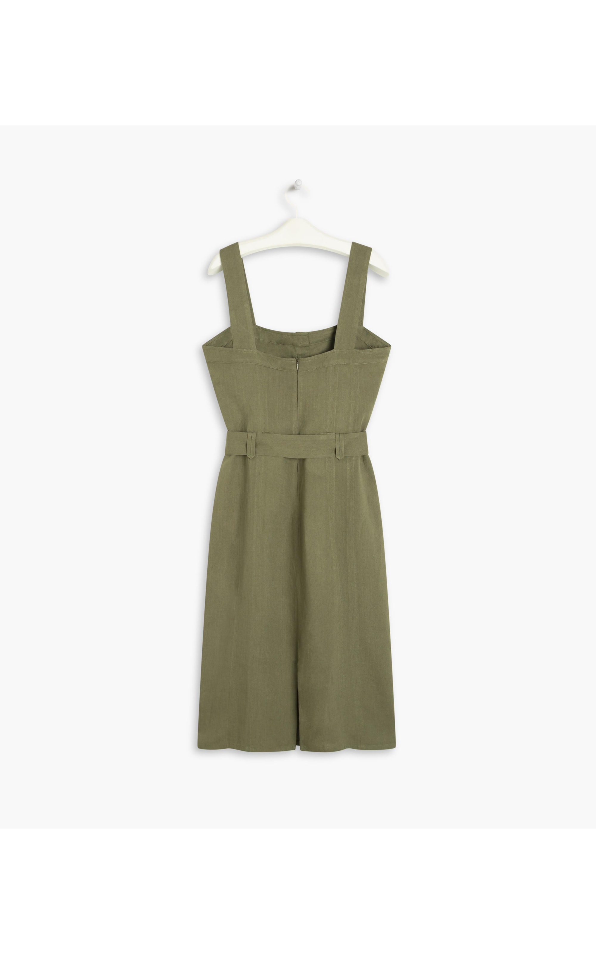 Vestido Linho  Mize  Liso Verde Militar