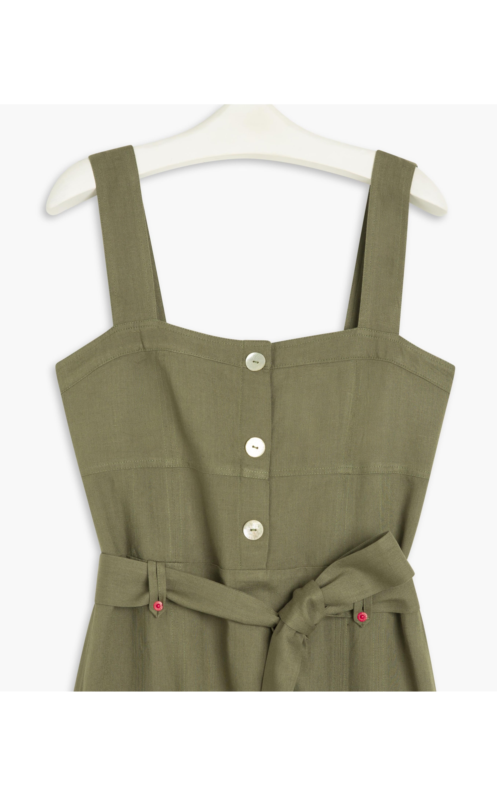 Vestido Linho  Mize  Liso Verde Militar