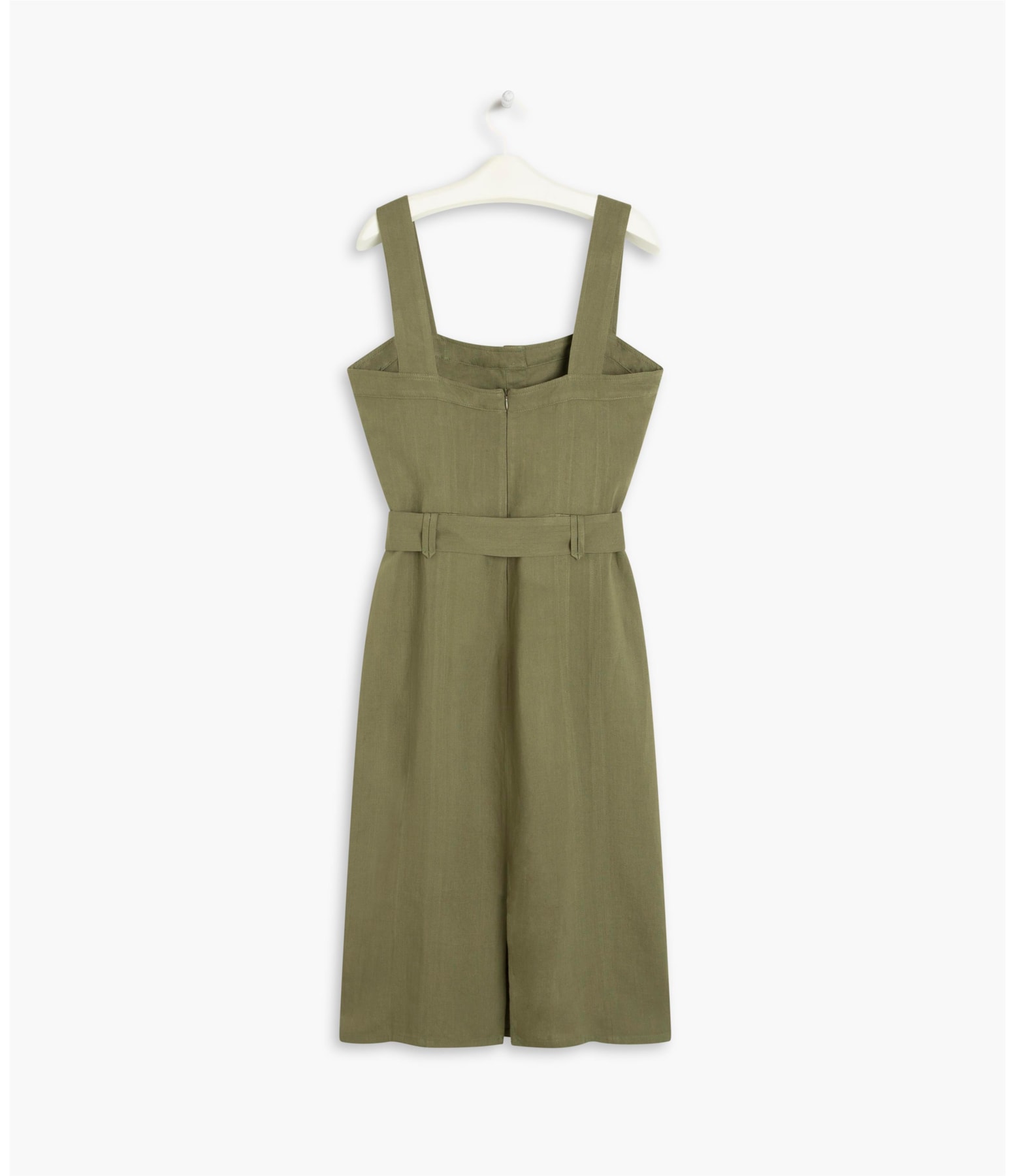 Vestido Linho  Mize  Liso Verde Militar