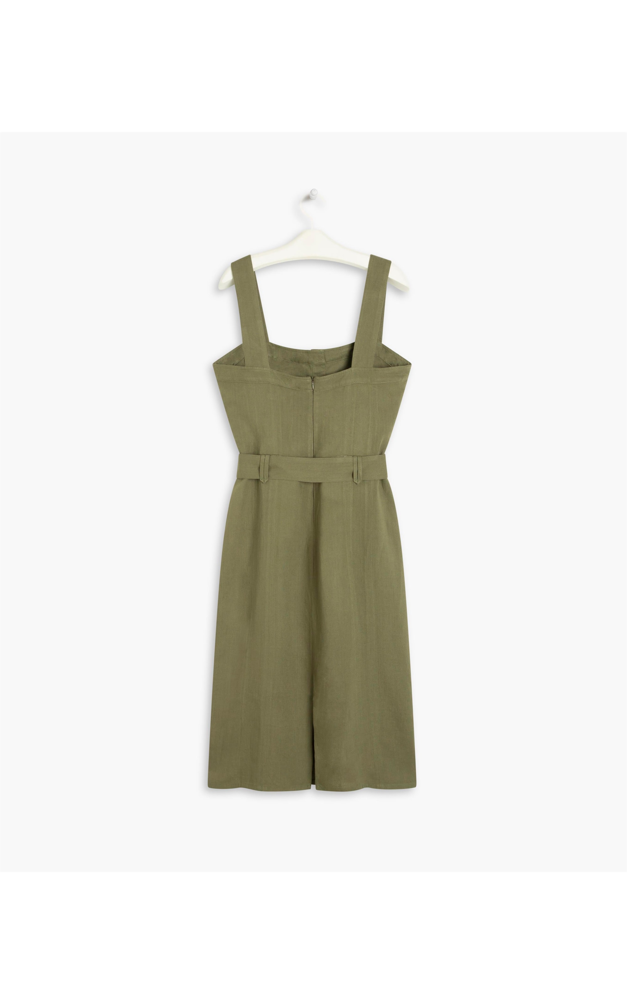 Vestido Linho  Mize  Liso Verde Militar