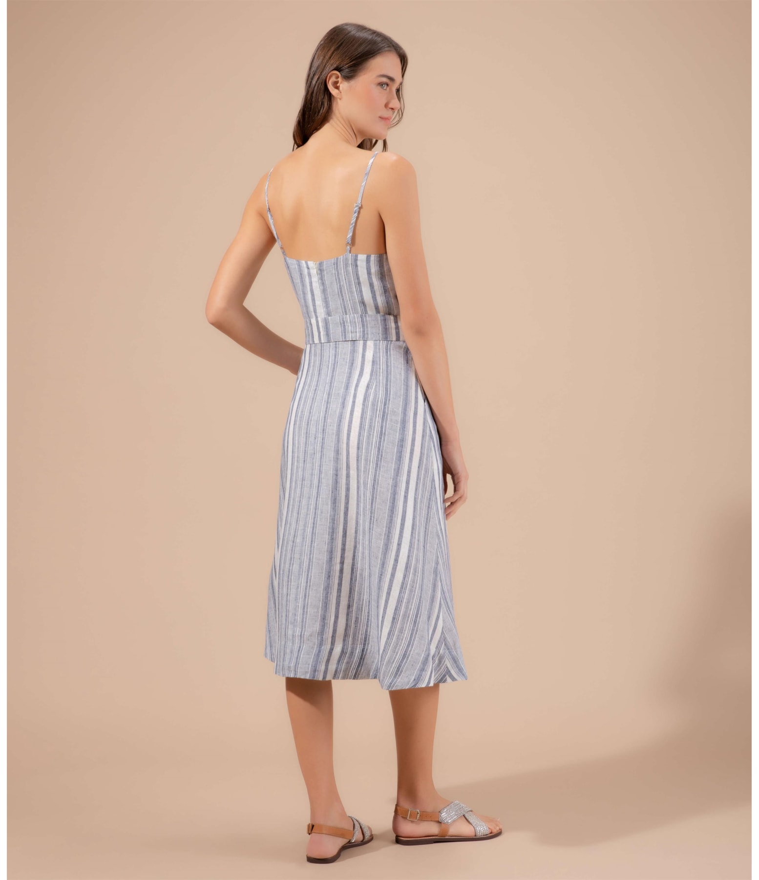 Vestido Linho  Mônaco  Ft  Marinho