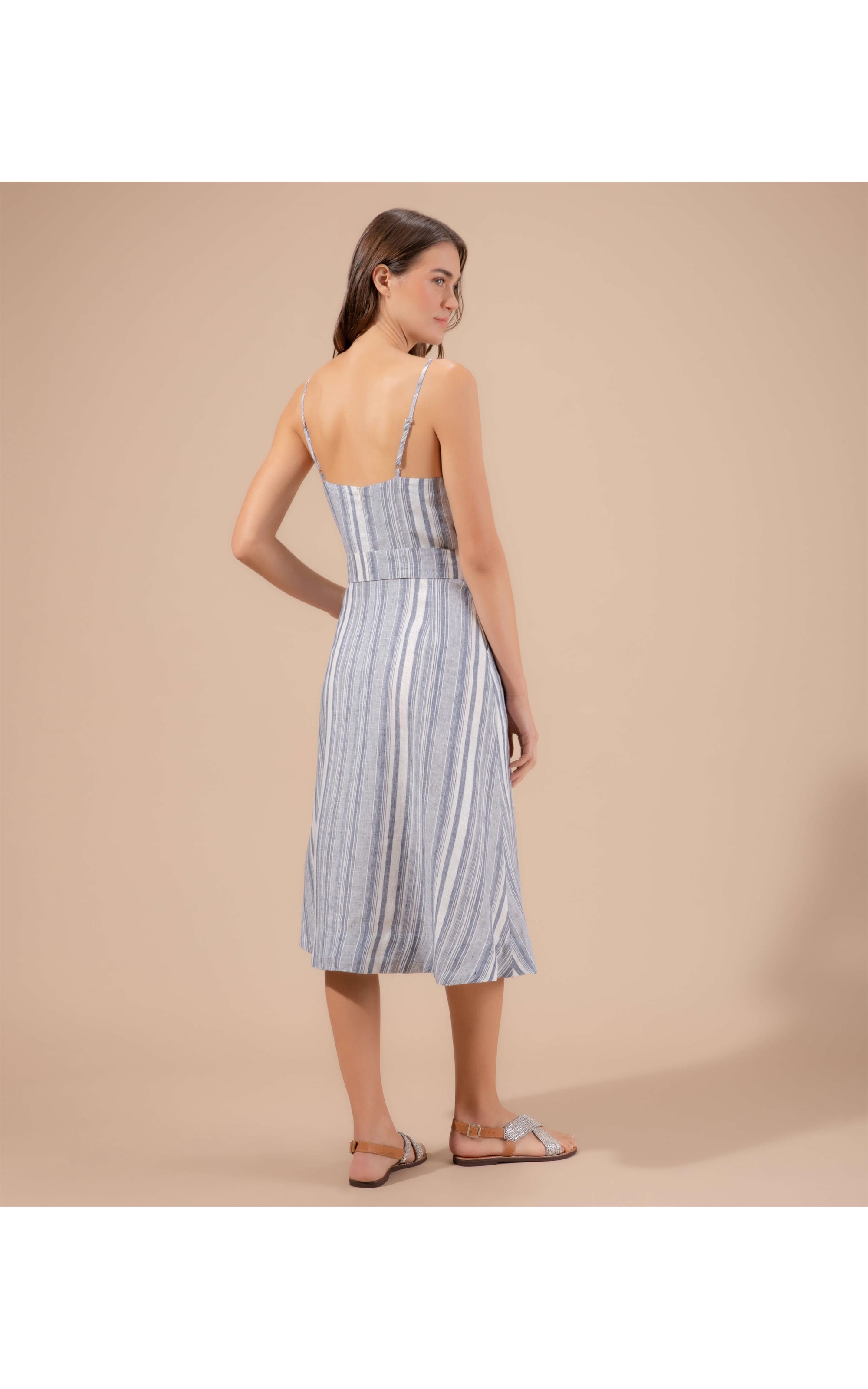 Vestido Linho  Mônaco  Ft  Marinho