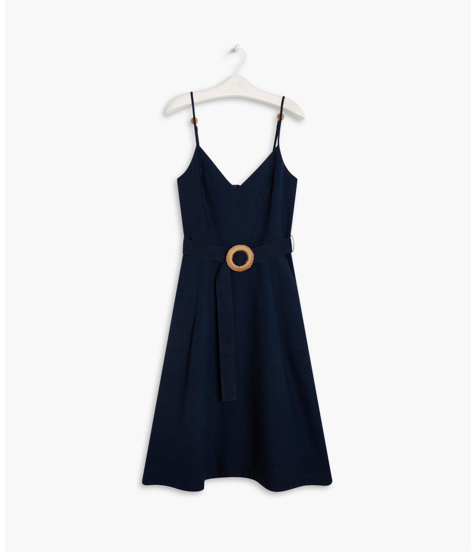 Vestido Linho  Monaco  Liso Marinho
