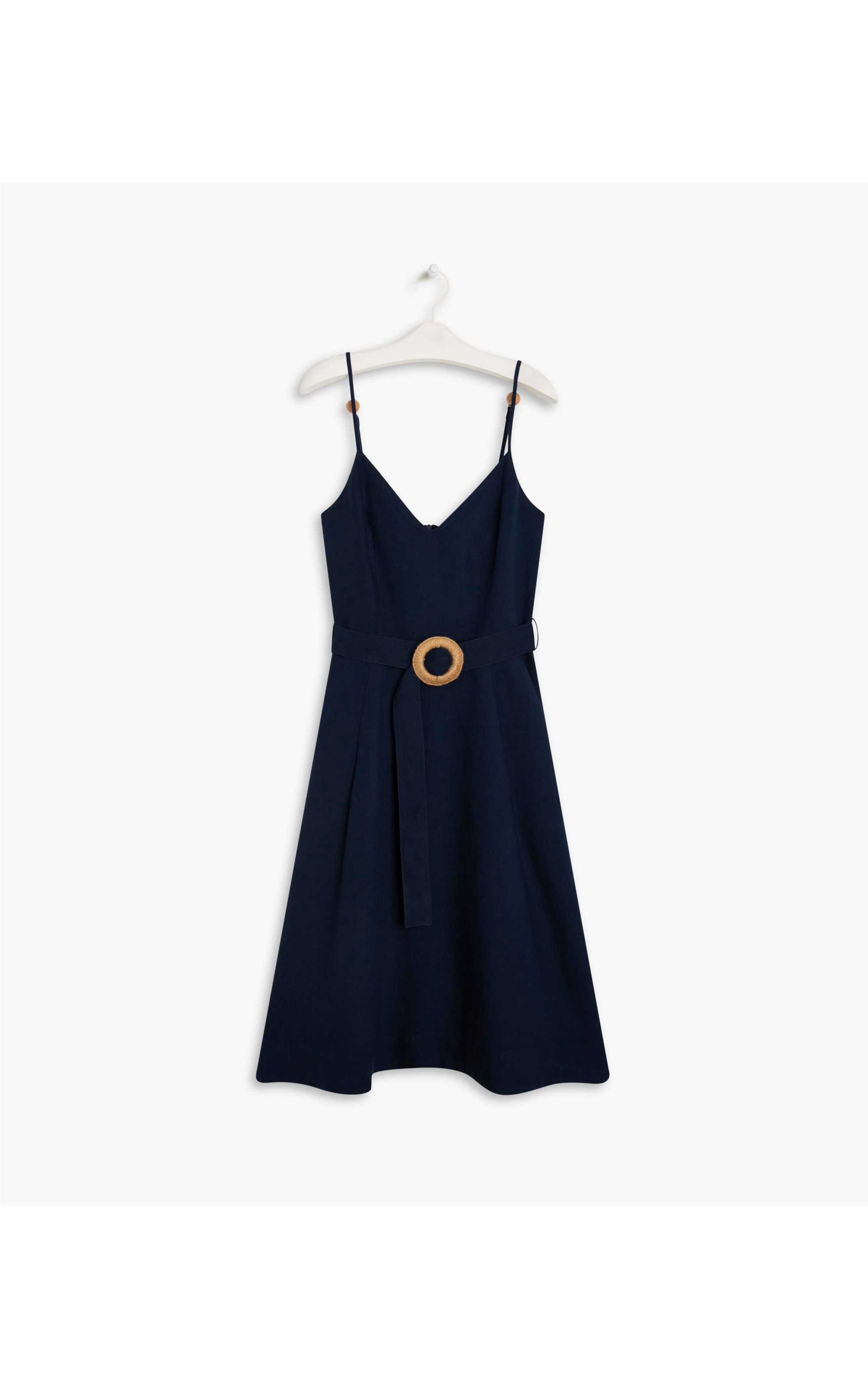 Vestido Linho  Monaco  Liso Marinho