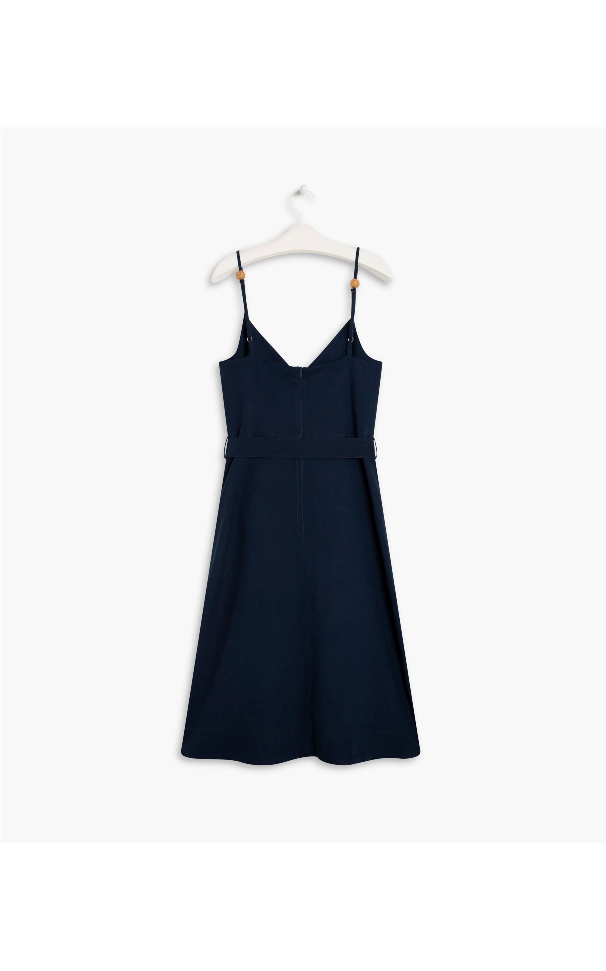 Vestido Linho  Monaco  Liso Marinho