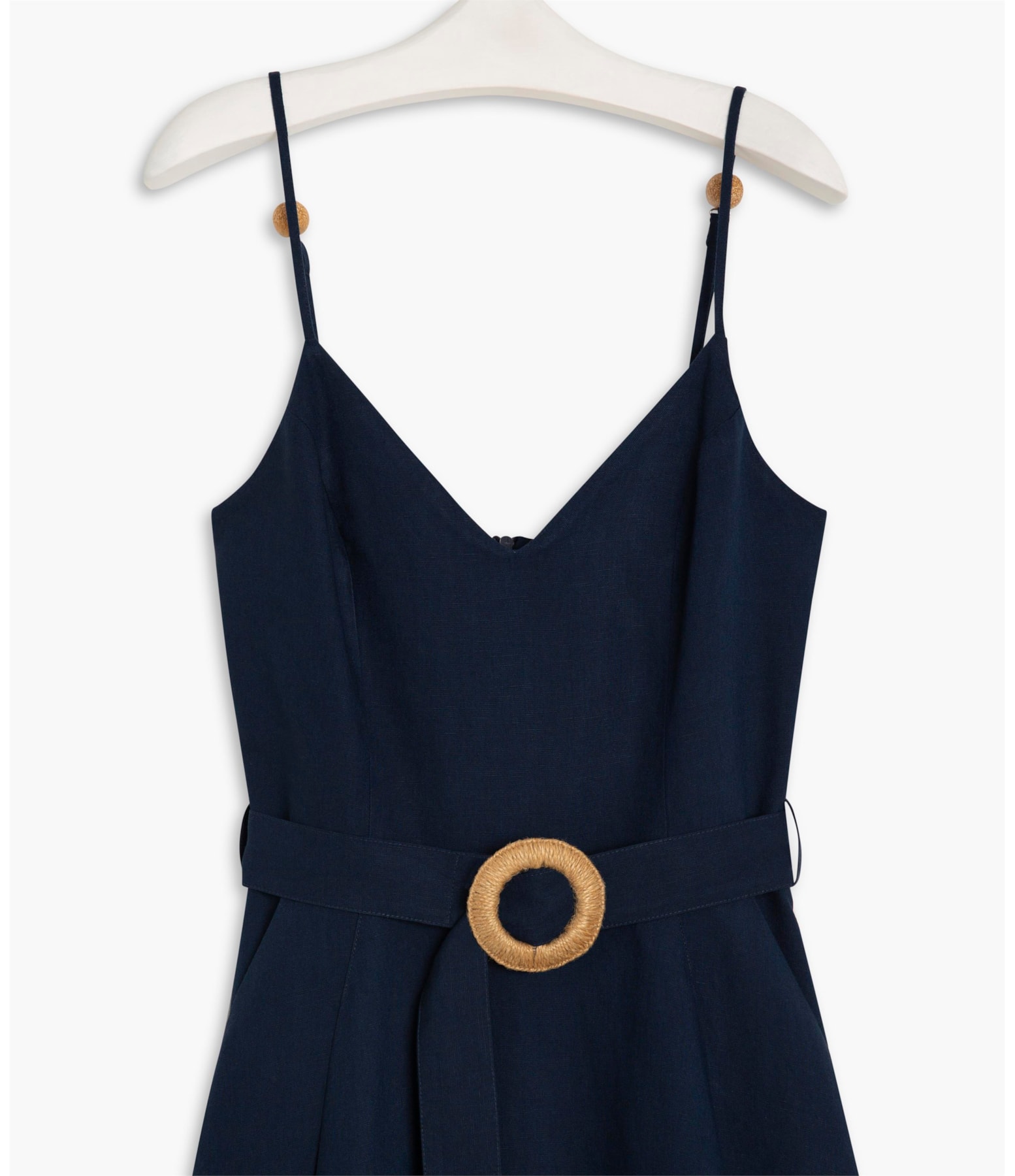 Vestido Linho  Monaco  Liso Marinho