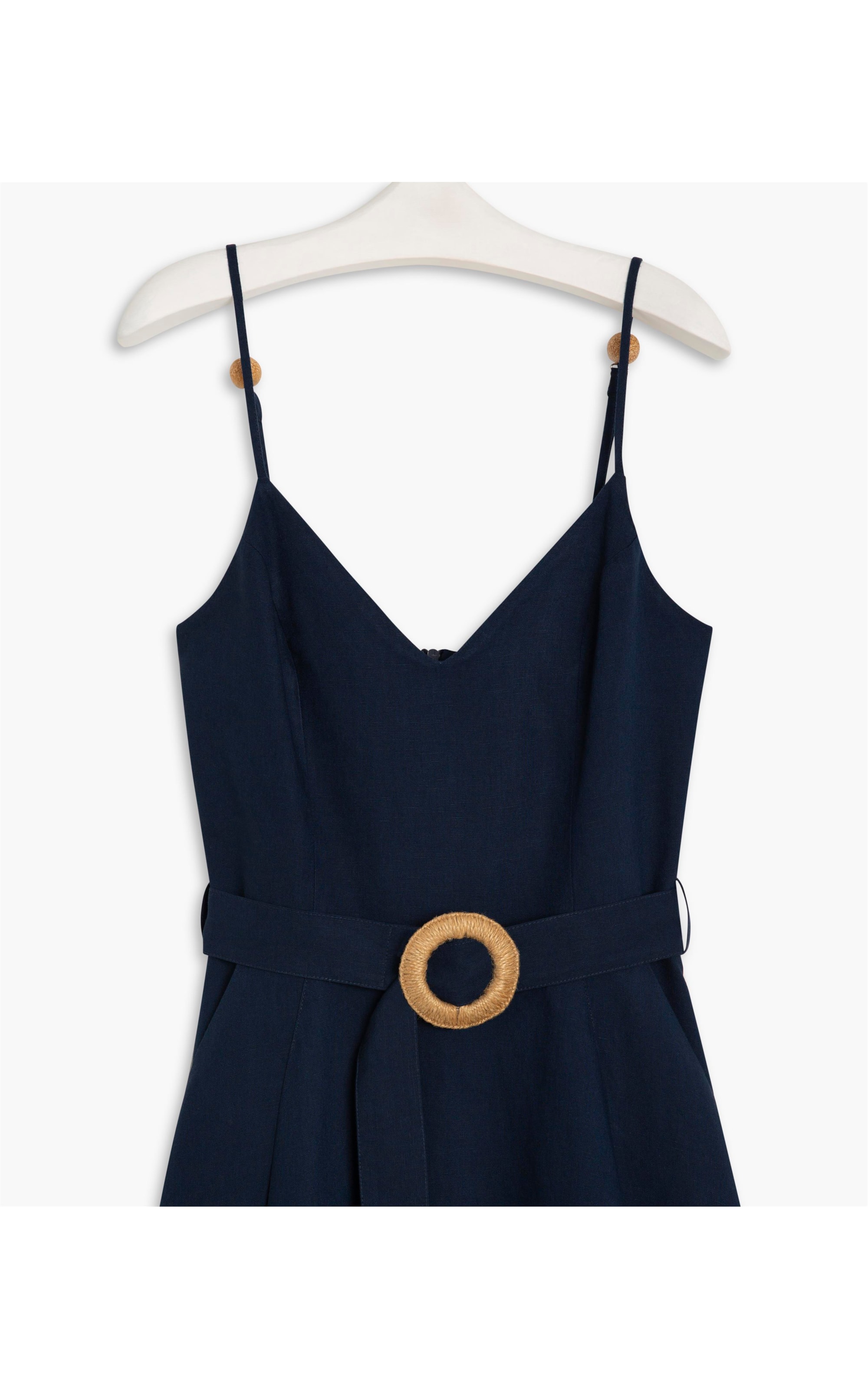 Vestido Linho  Monaco  Liso Marinho