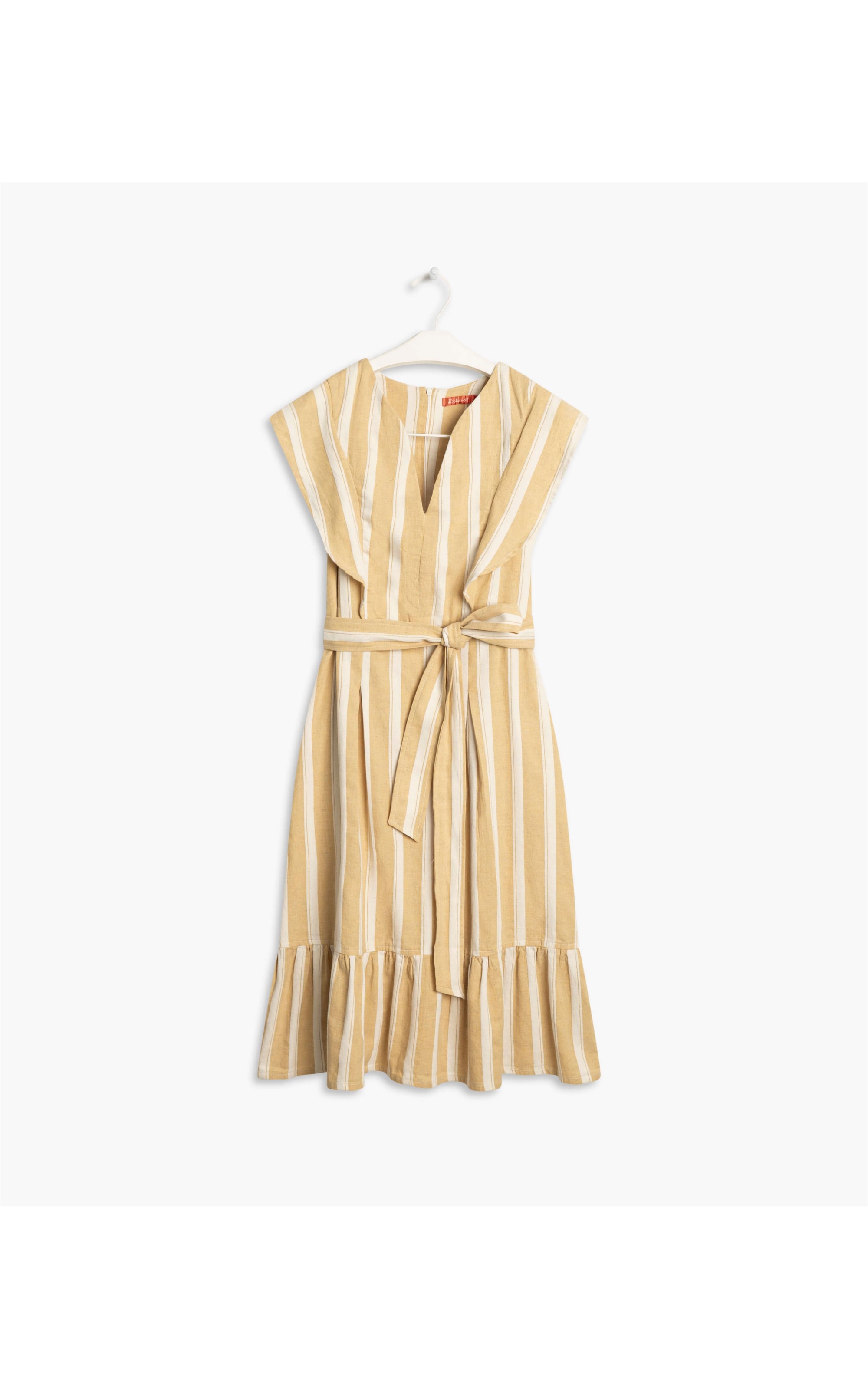 Vestido Linho  Namibia Listrado Amarelo