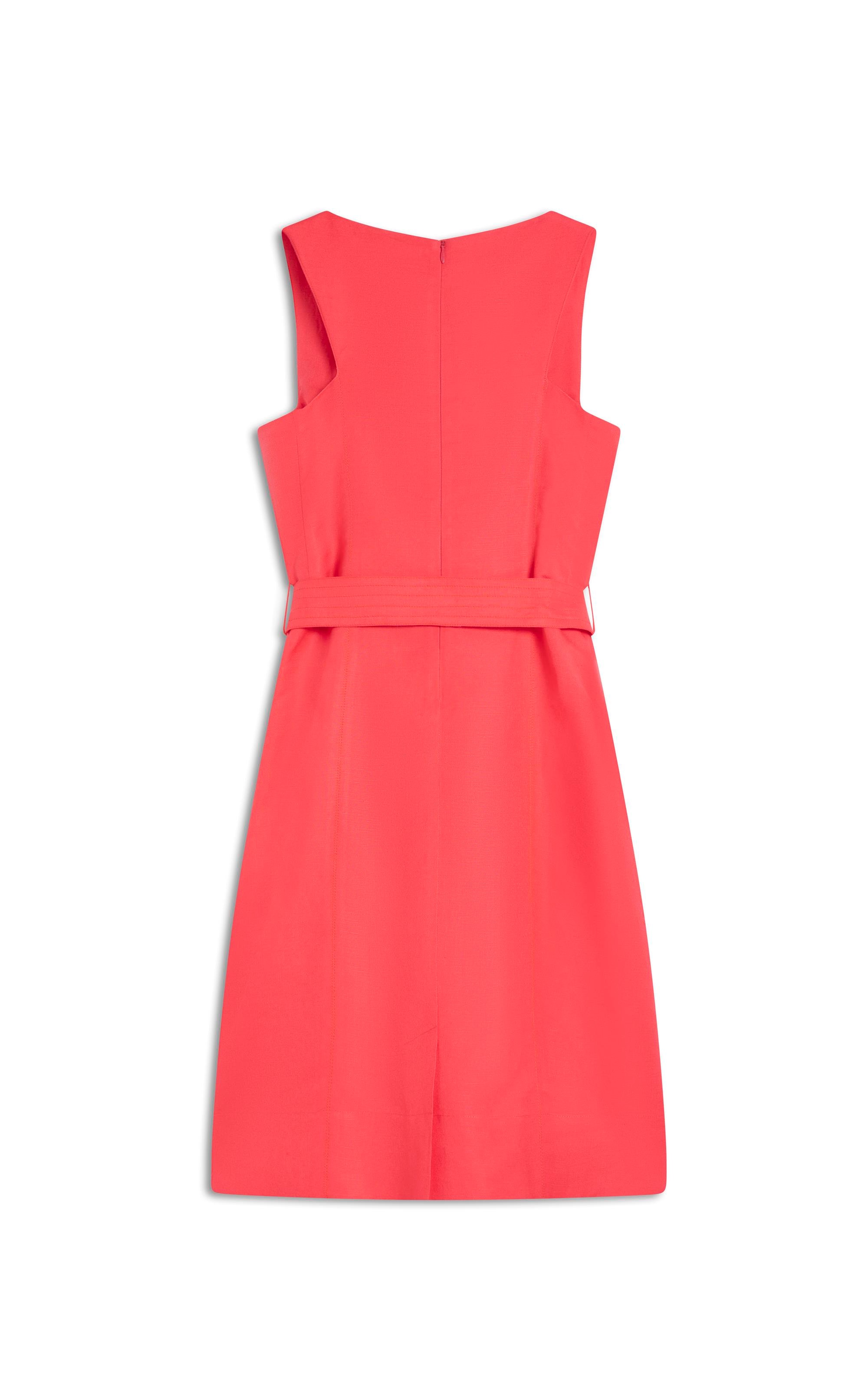 Vestido Linho  Olinda  Liso Coral