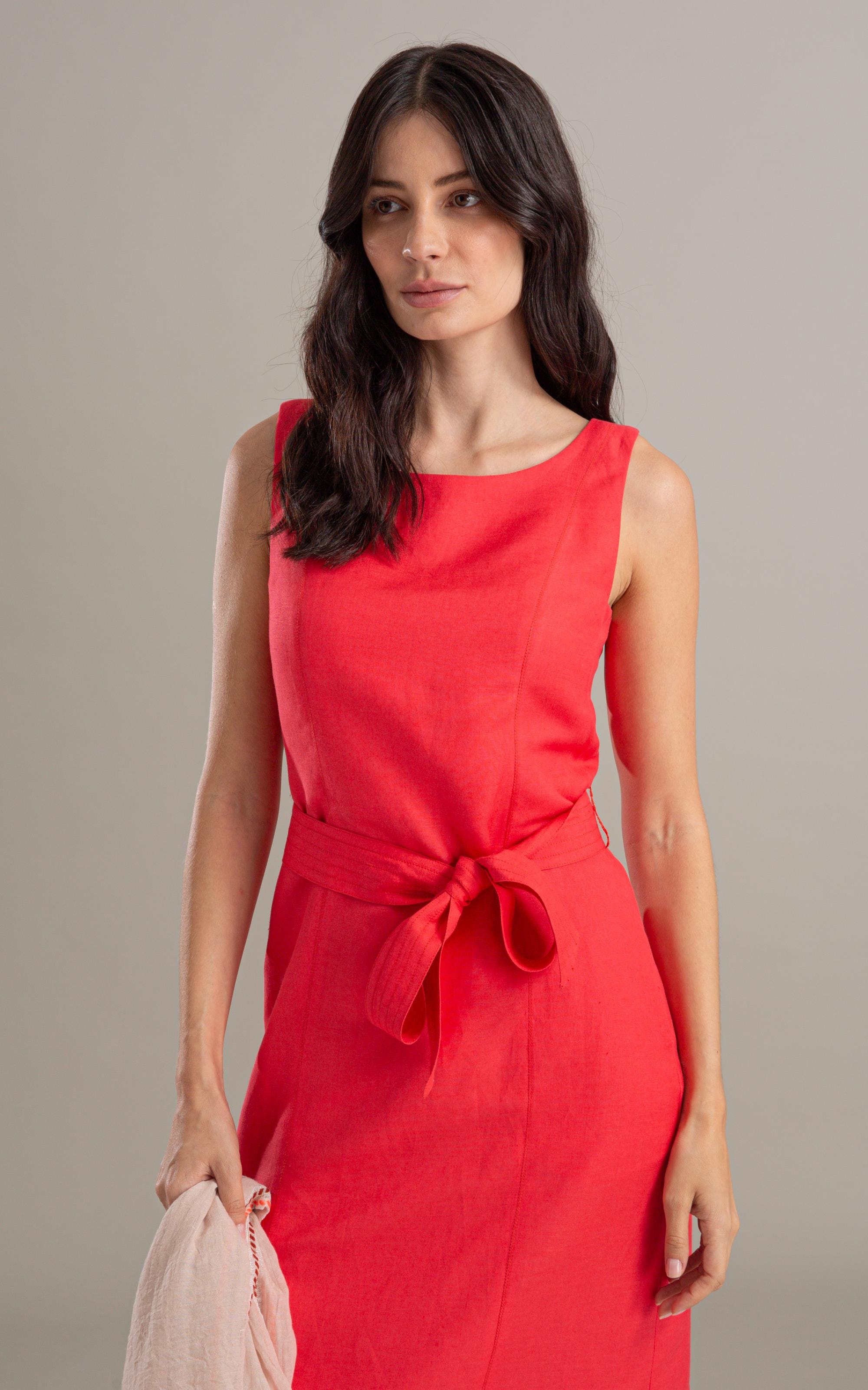 Vestido Linho  Olinda  Liso Coral