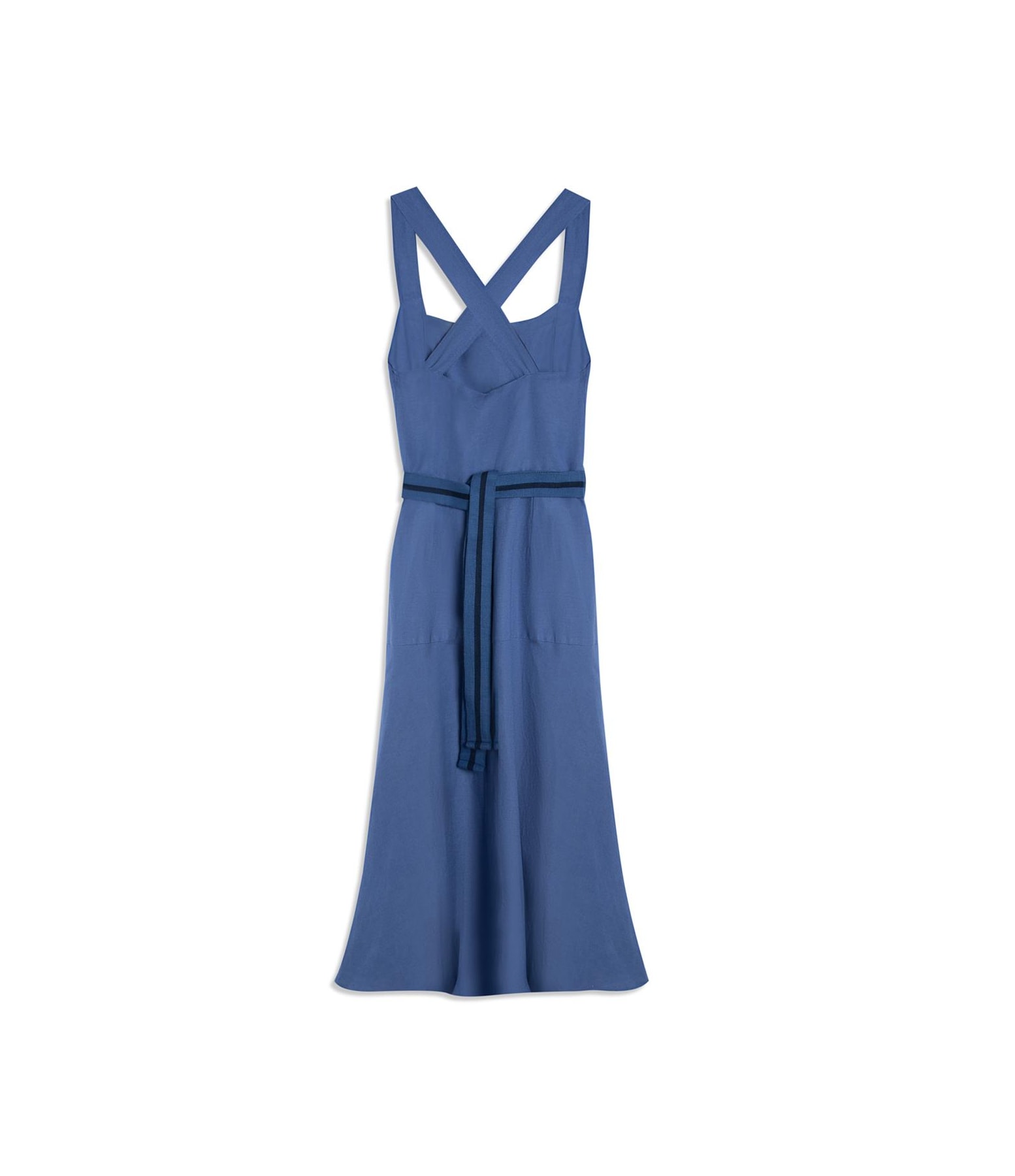 Vestido Linho Ona Liso Azul Pervante