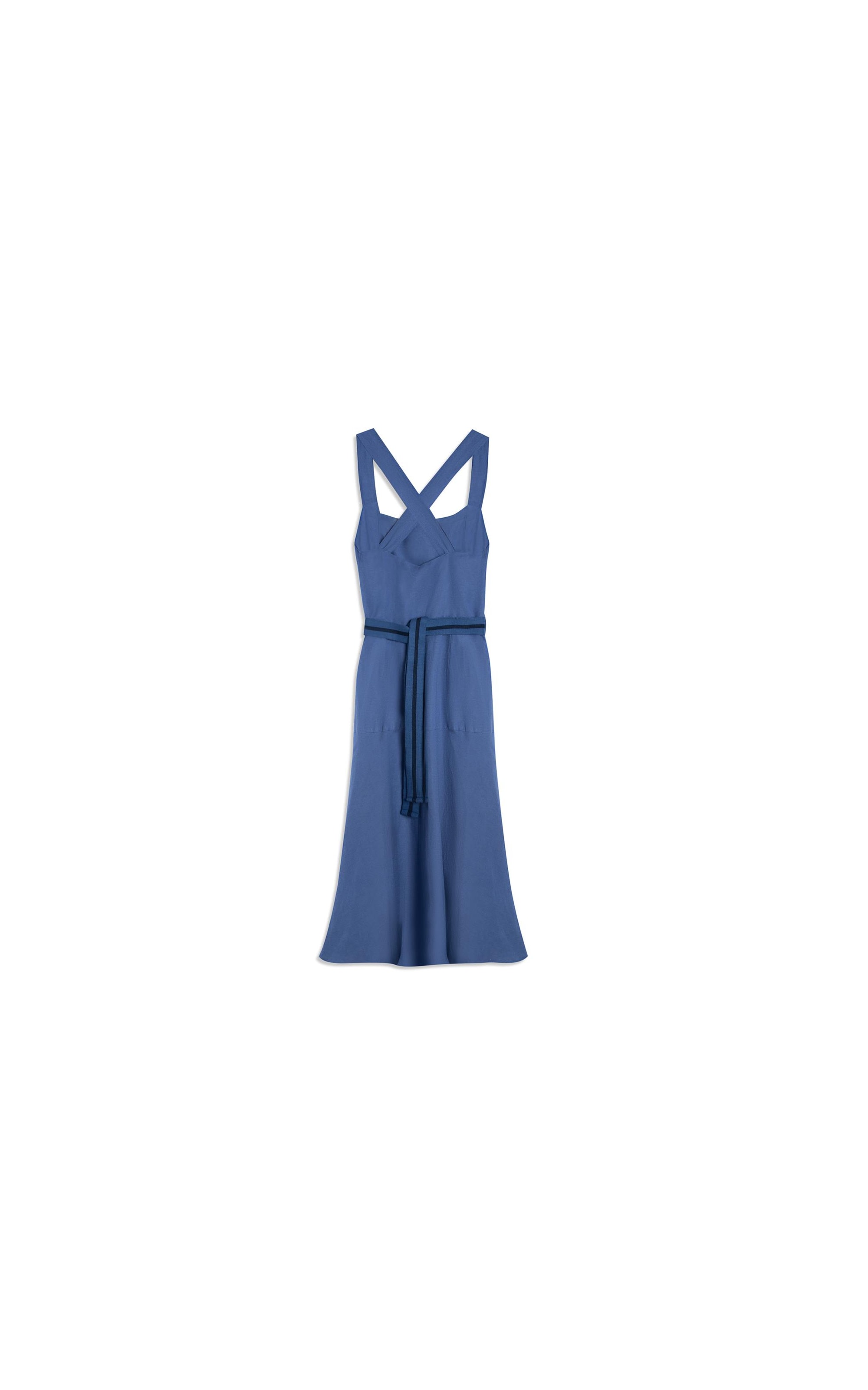 Vestido Linho Ona Liso Azul Pervante