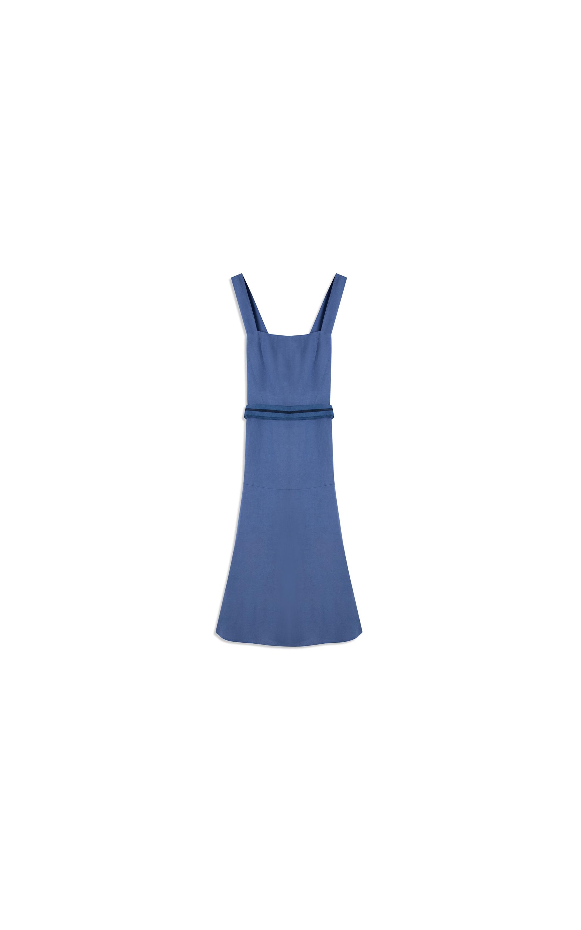 Vestido Linho Ona Liso Azul Pervante