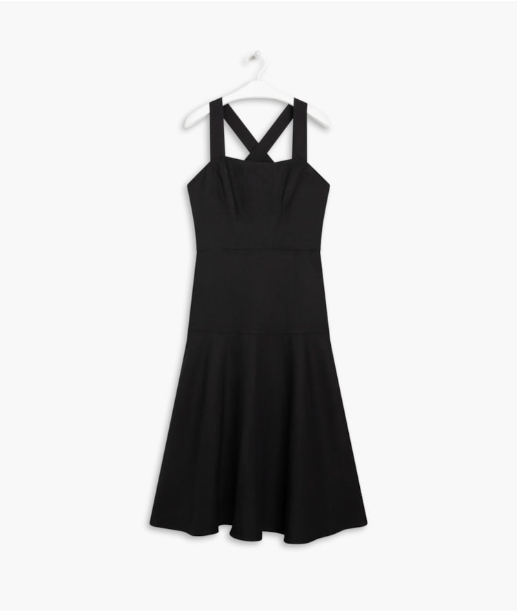 Vestido Linho Ona Liso Preto