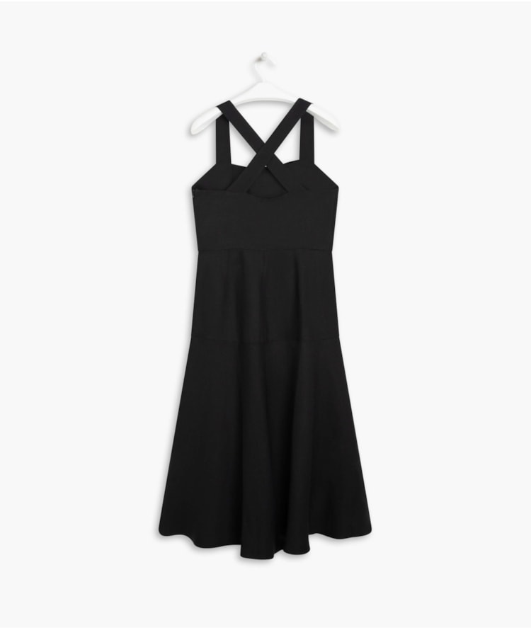 Vestido Linho Ona Liso Preto