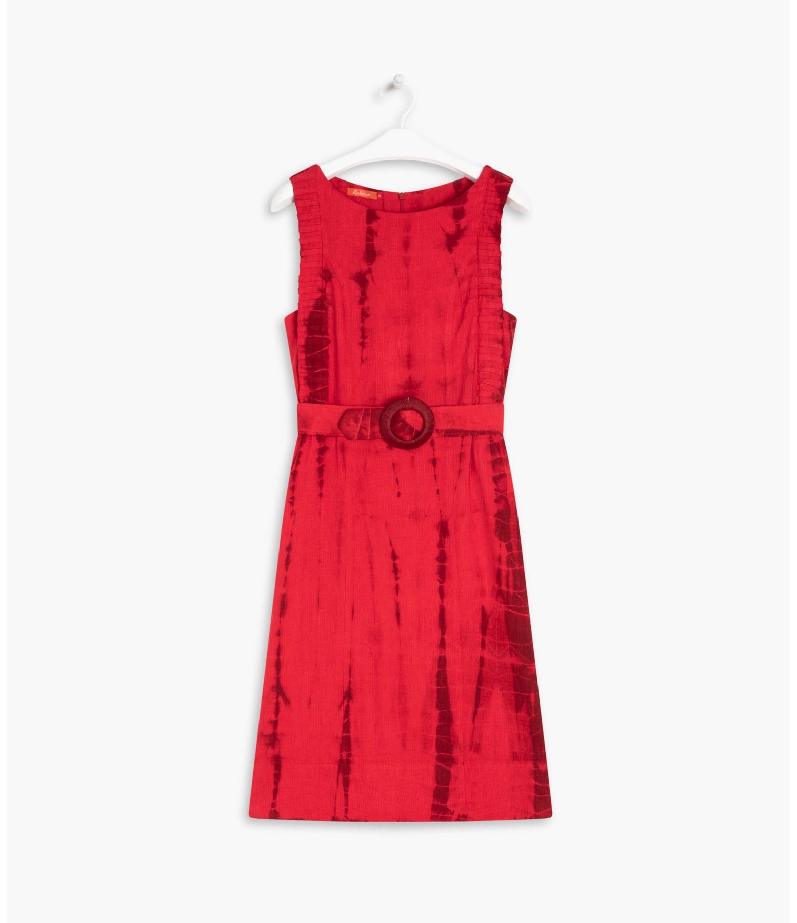 Vestido Linho  Pinceladas  Tie Dye Vermelho