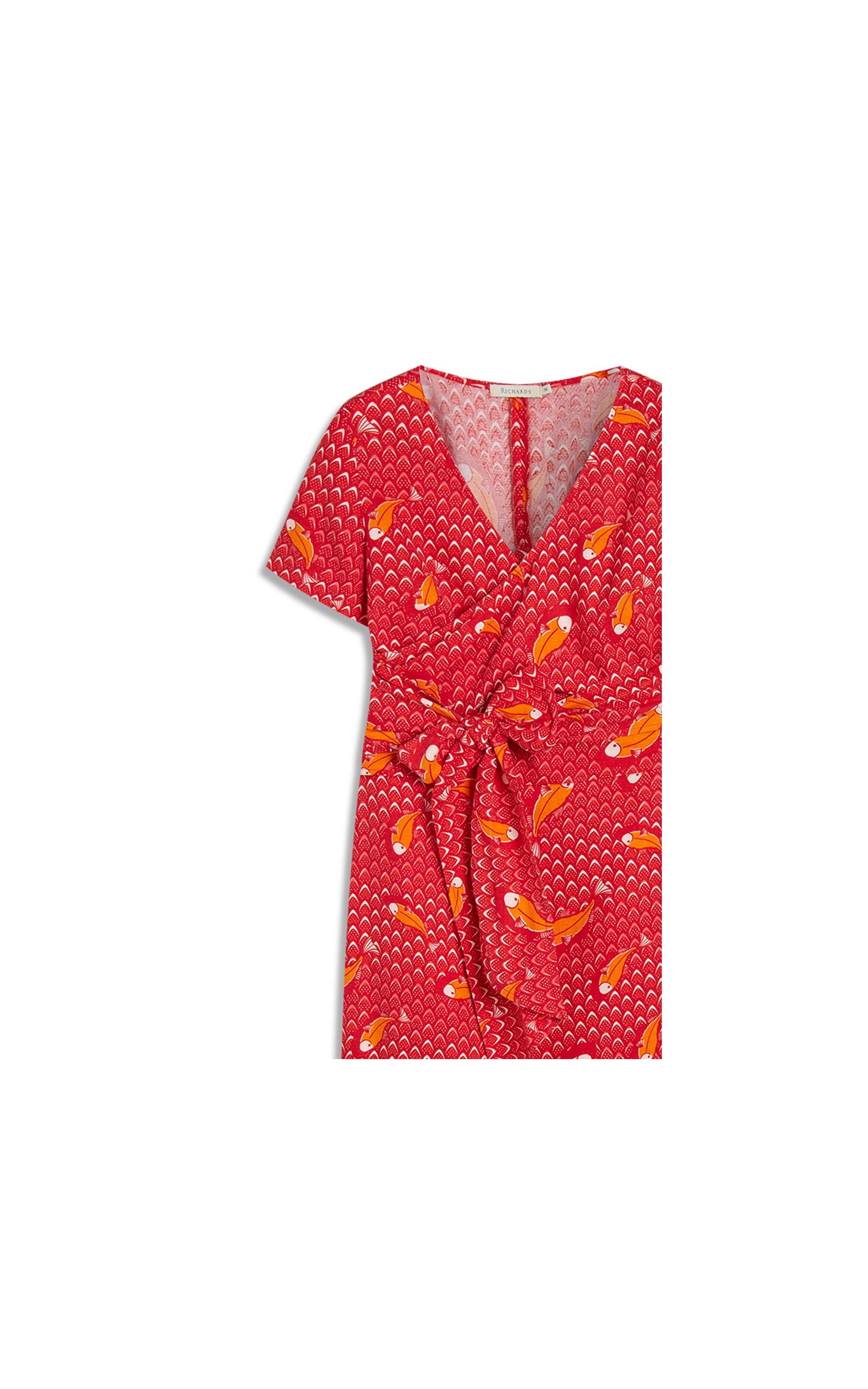 Vestido Linho  Piraja Estampa Peixe Vermelho
