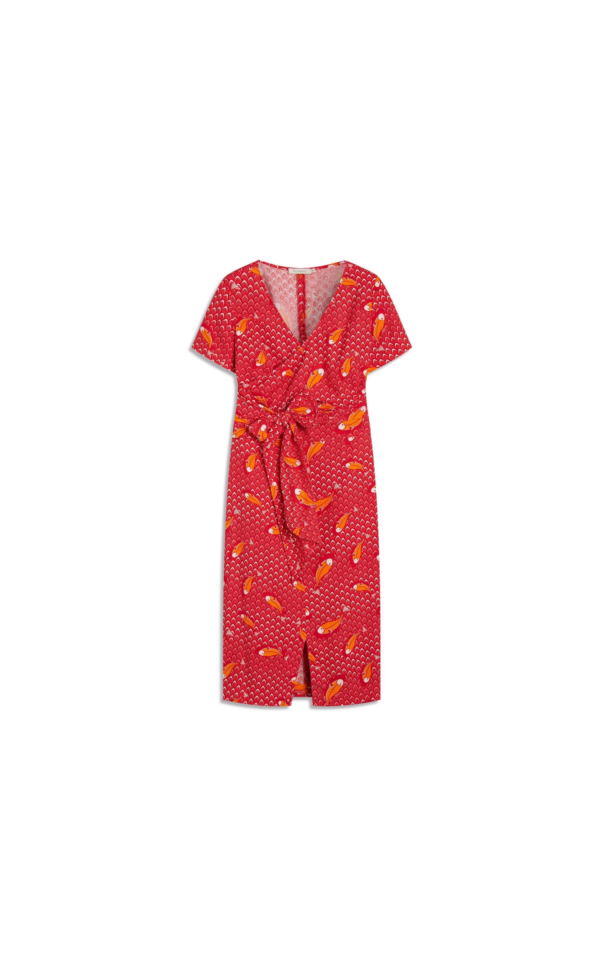Vestido Linho  Piraja Estampa Peixe Vermelho