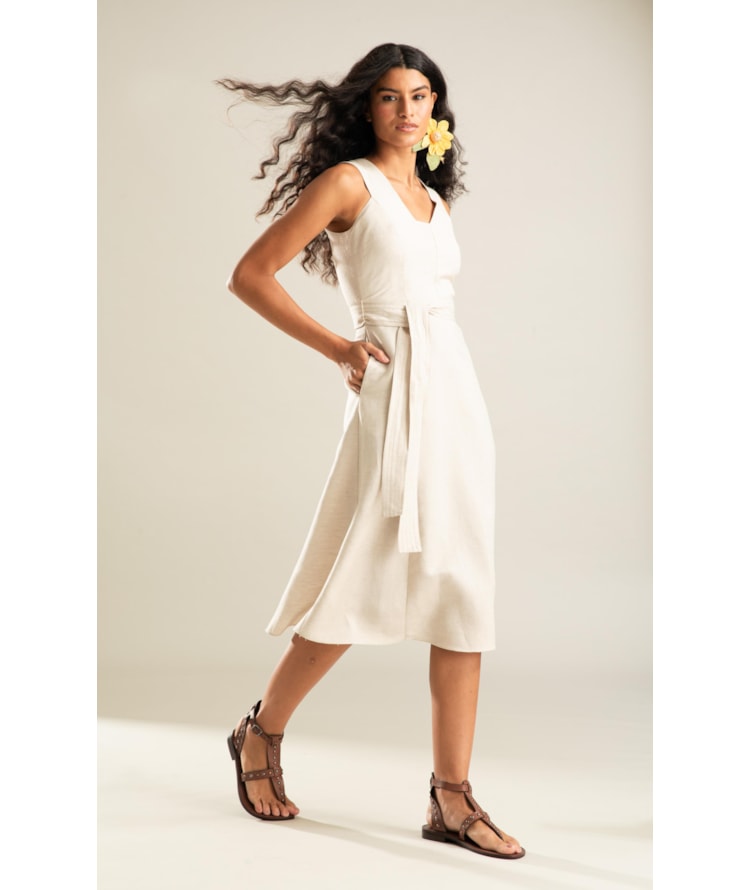 Vestido Linho  Porto  Liso Natural