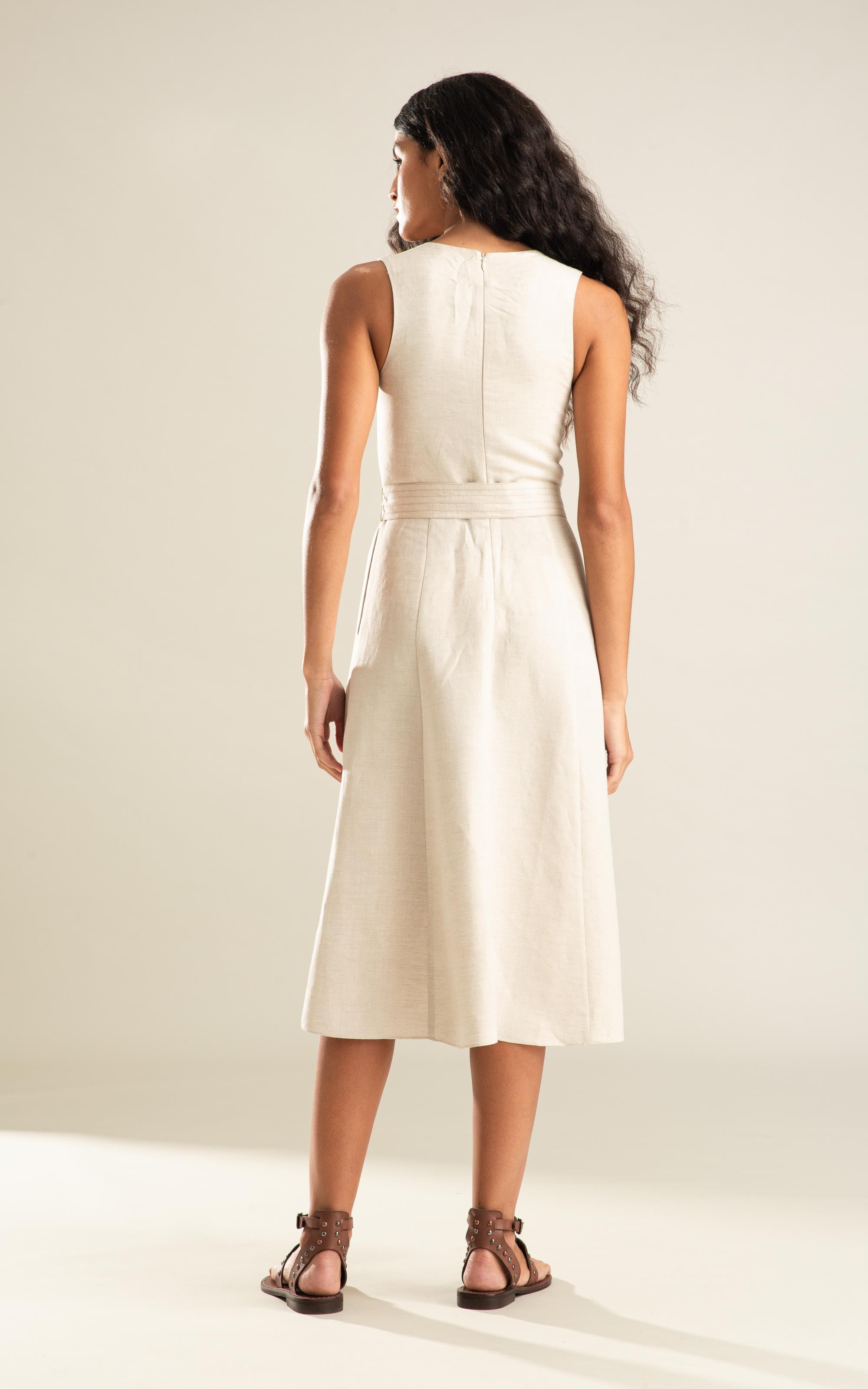 Vestido Linho  Porto  Liso Natural