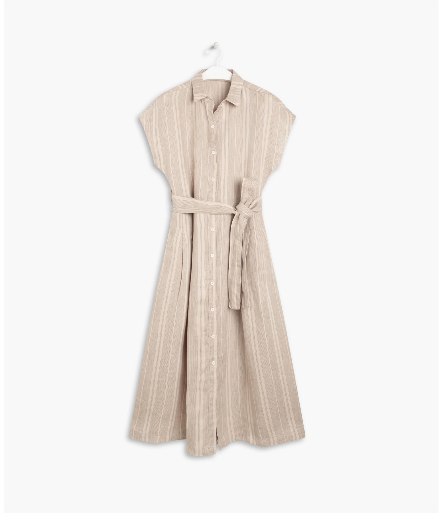 Vestido Linho  Sina Rust Stripe  Ft Natural