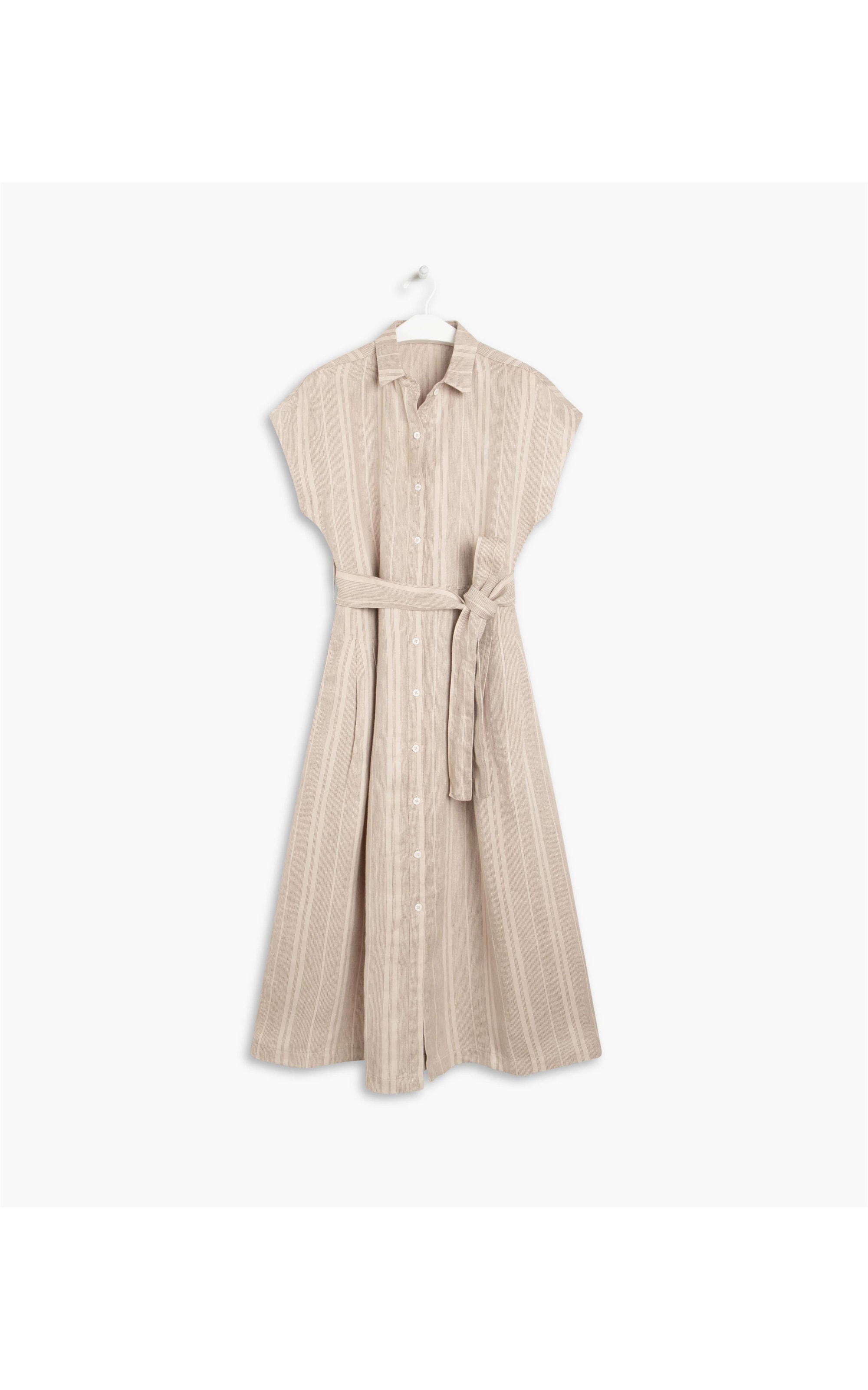 Vestido Linho  Sina Rust Stripe  Ft Natural