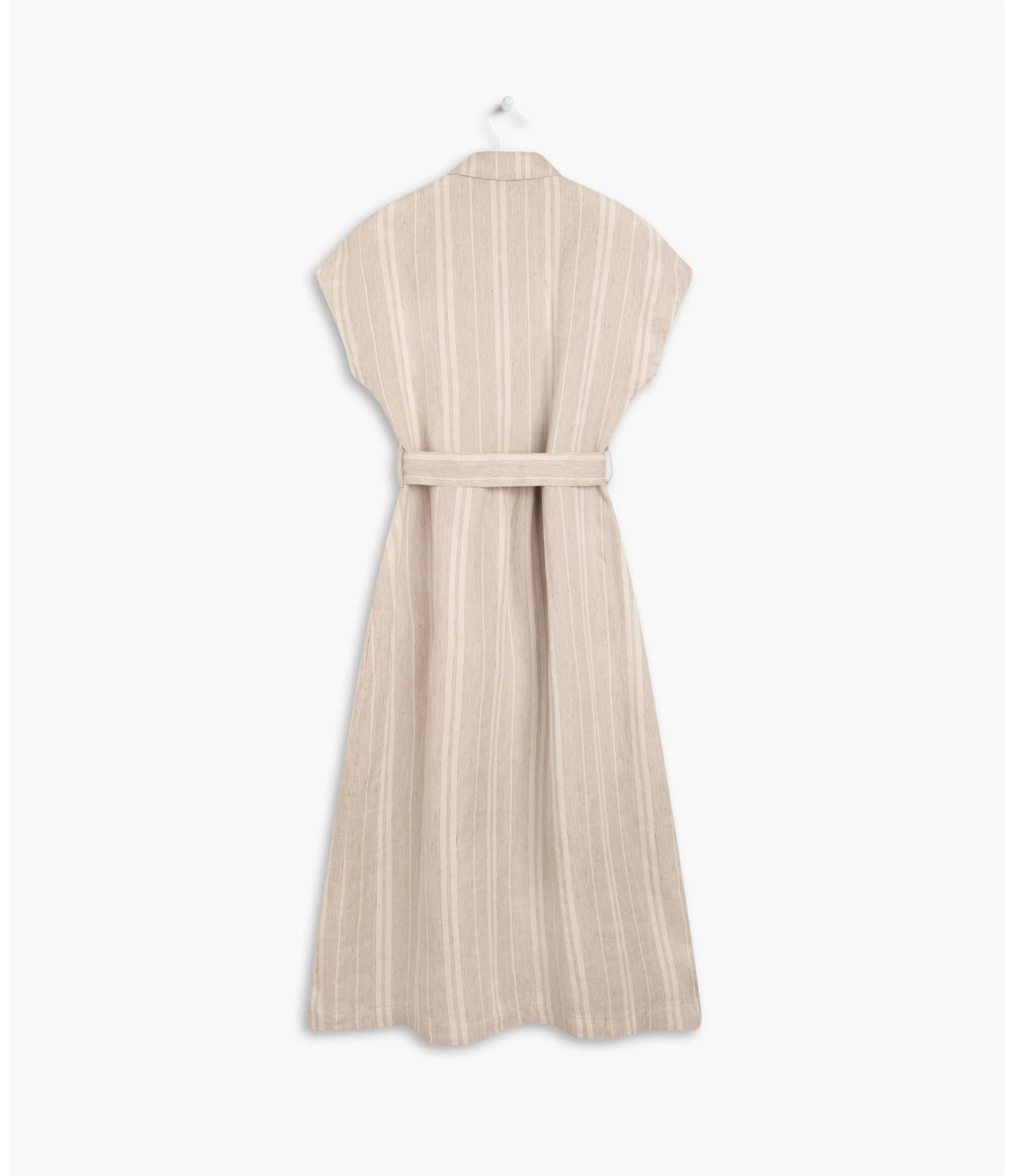 Vestido Linho  Sina Rust Stripe  Ft Natural