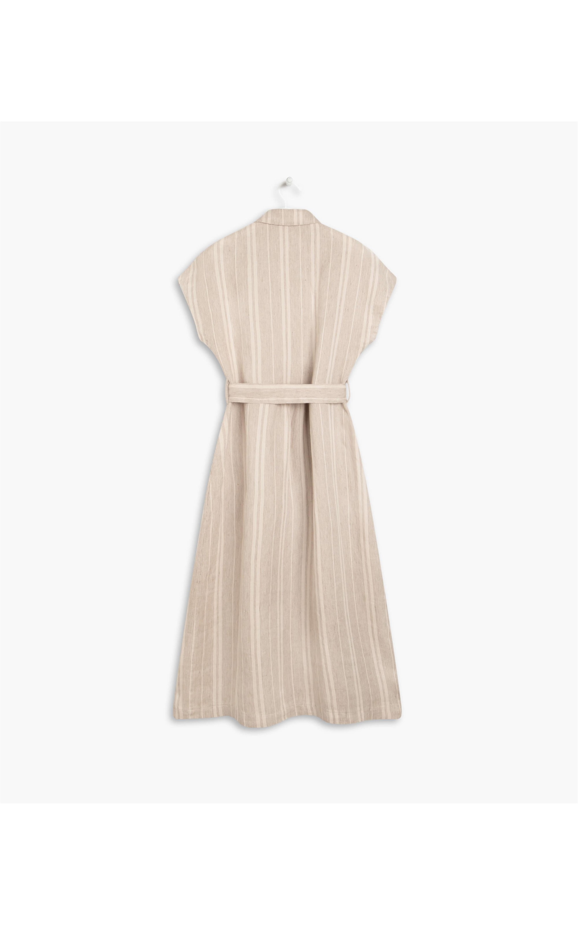 Vestido Linho  Sina Rust Stripe  Ft Natural